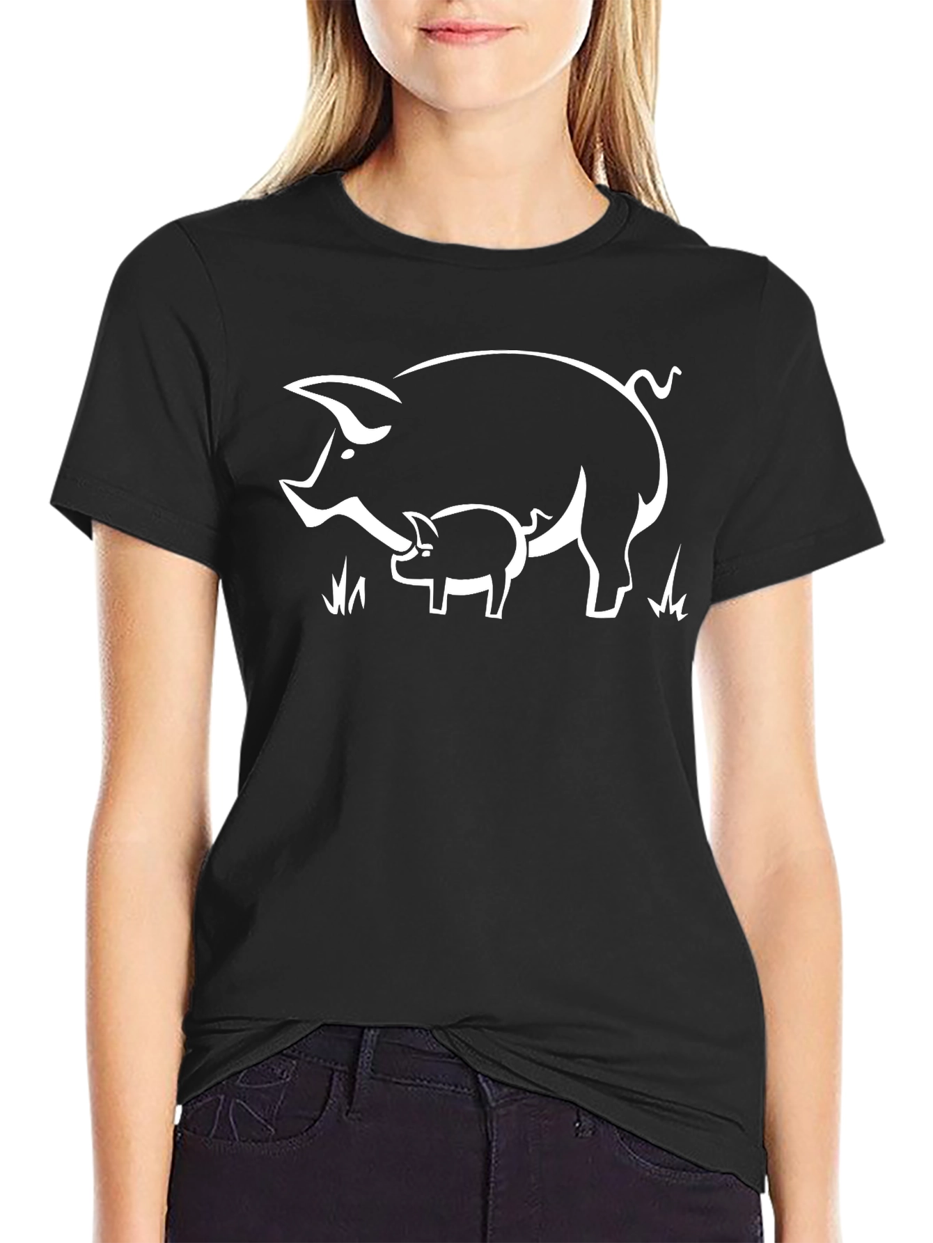 Pig & Piglet Black Graphic Tee