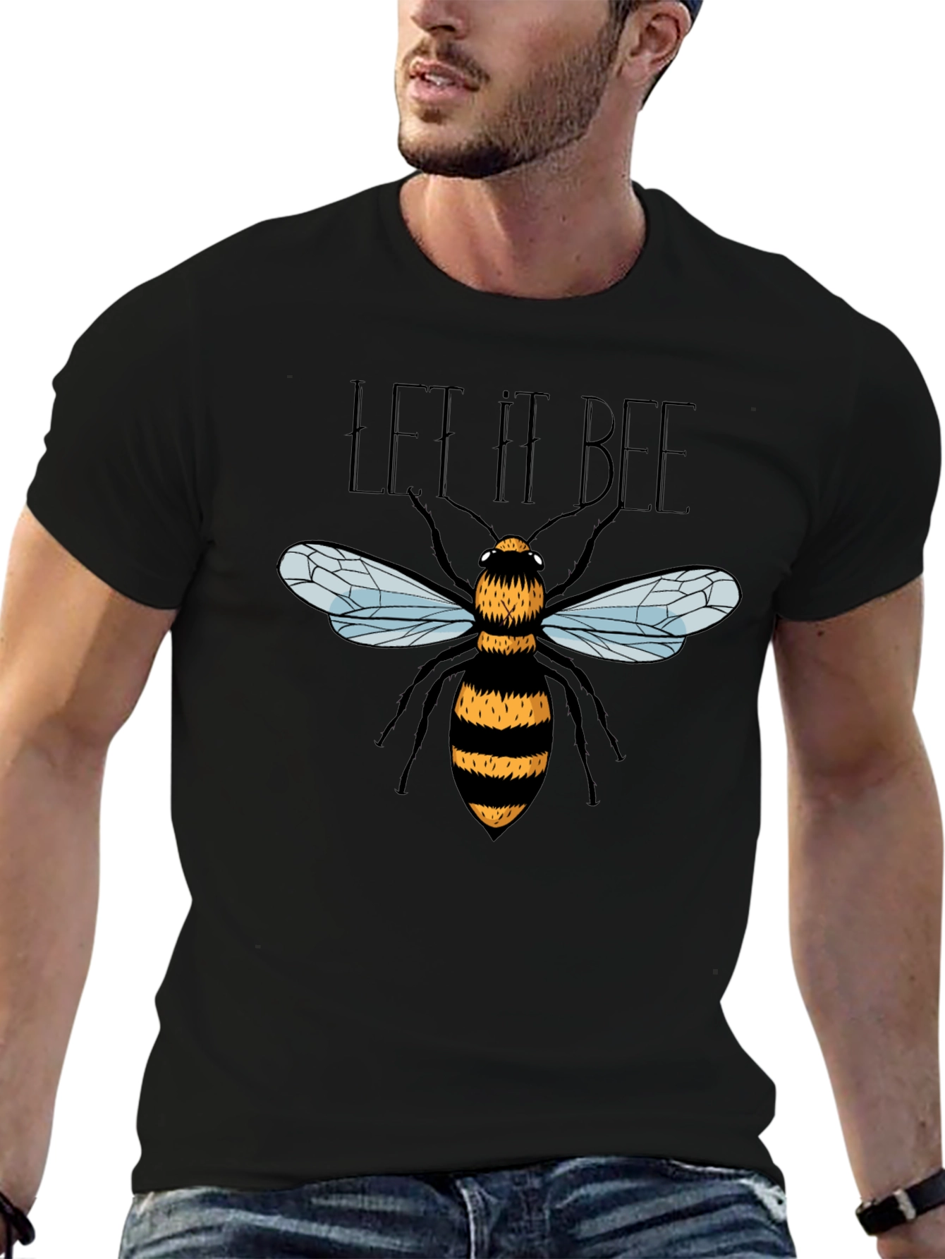 Let It Bee Graphic T-Shirt - Black Bee Design
