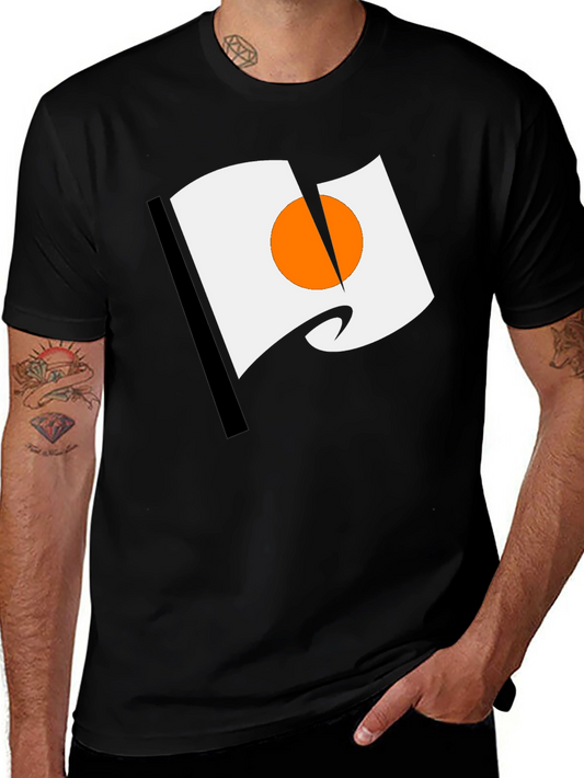 Abstract Flag Graphic Print Black Tee Shirt