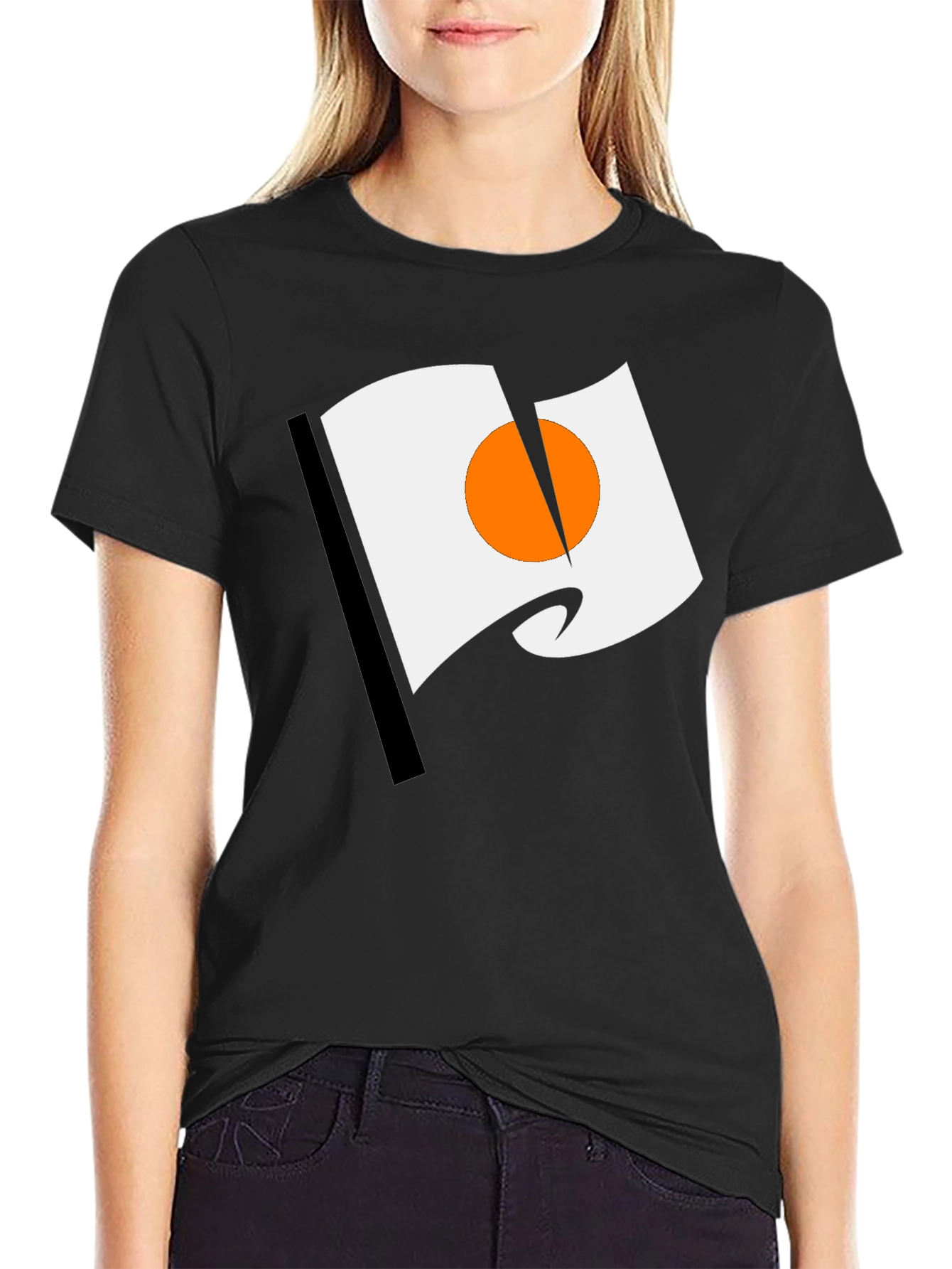 Abstract Flag Graphic Print Black Tee Shirt