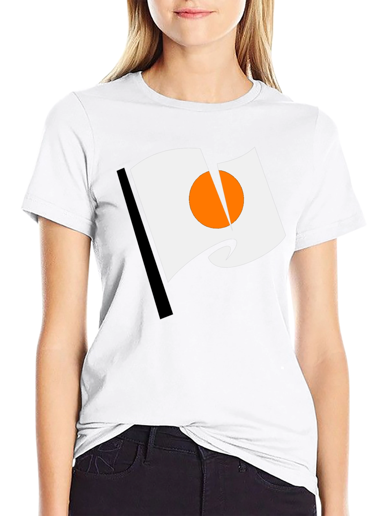 Abstract Flag Graphic Print Black Tee Shirt