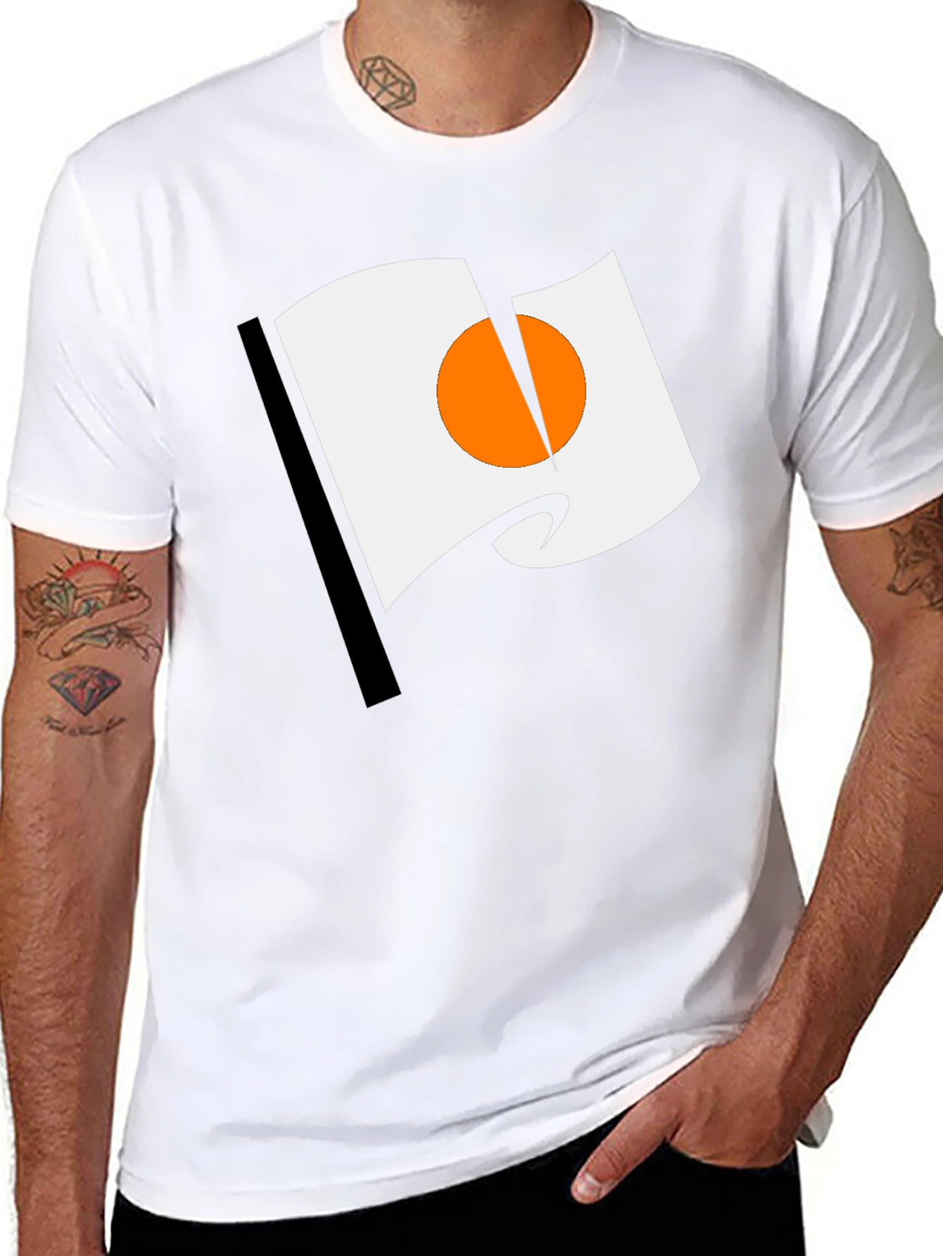 Abstract Flag Graphic Print Black Tee Shirt