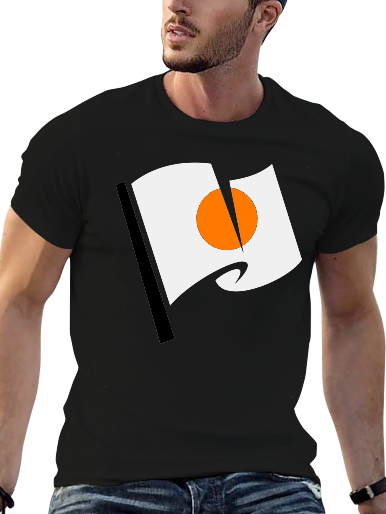 Abstract Flag Graphic Print Black Tee Shirt