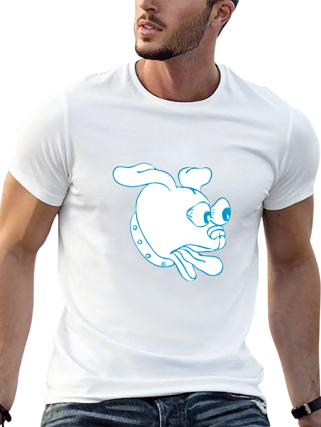 Cartoon Dog Graphic Black T-Shirt