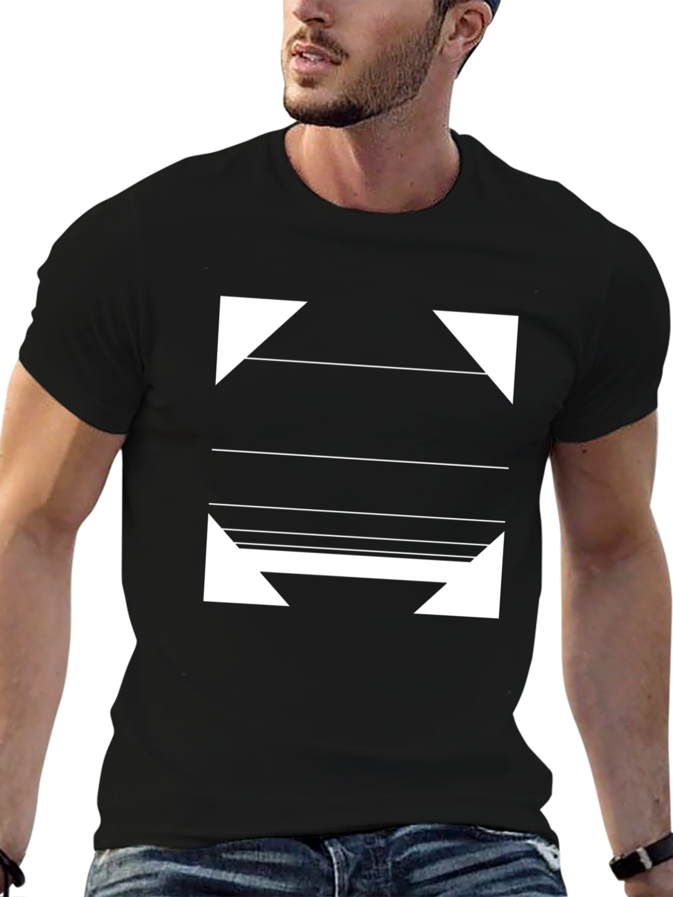 Modern Graphic Print Black T-Shirt
