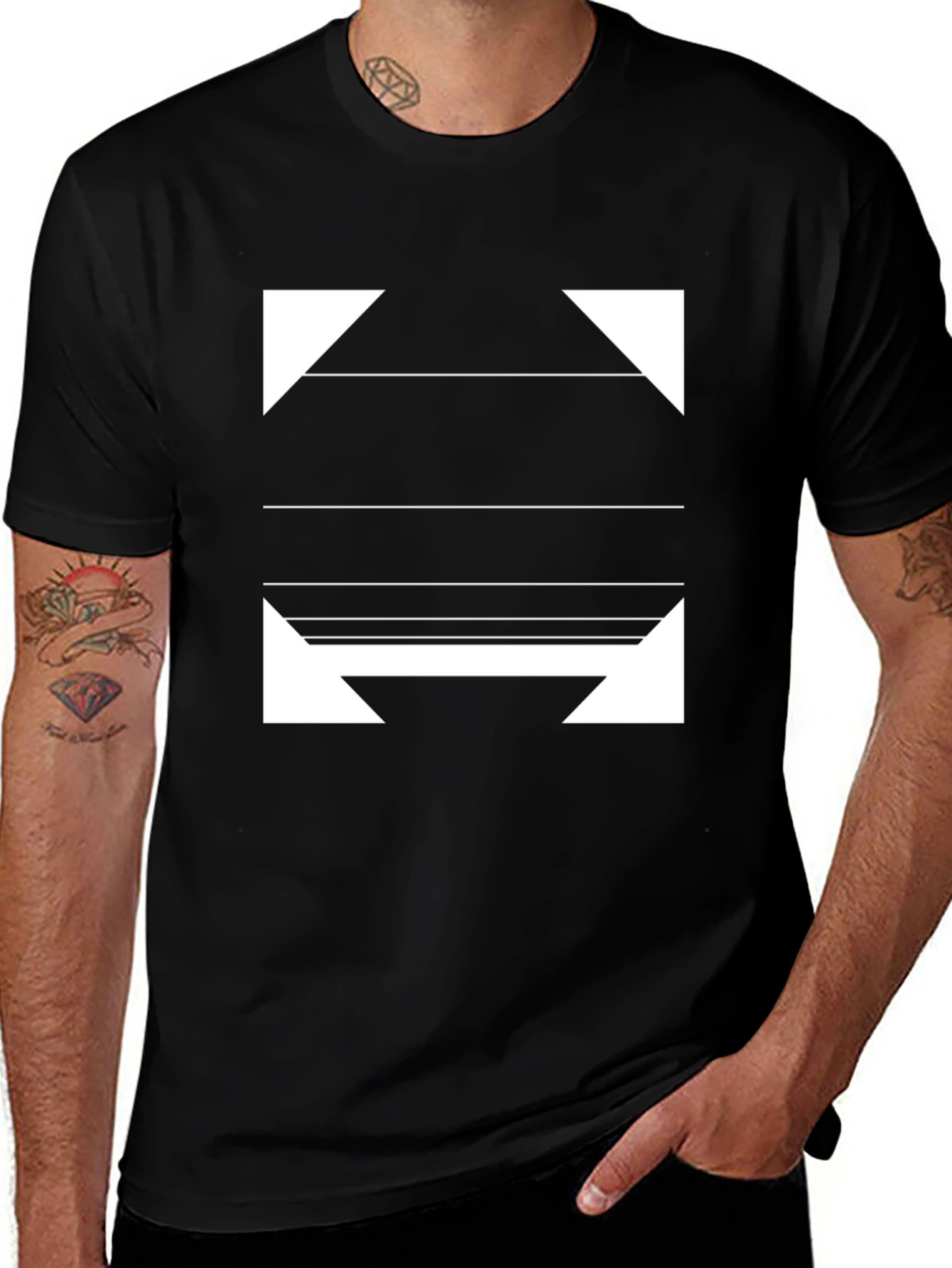 Modern Graphic Print Black T-Shirt