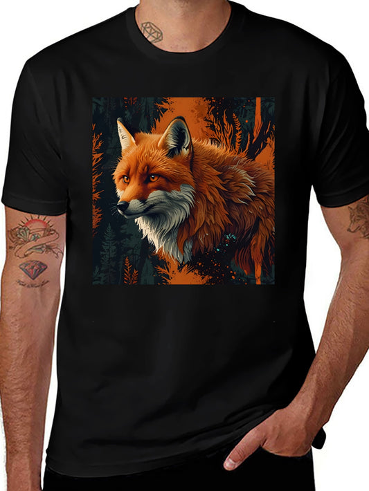Fox in Forest Graphic Tee - Black Crew Neck