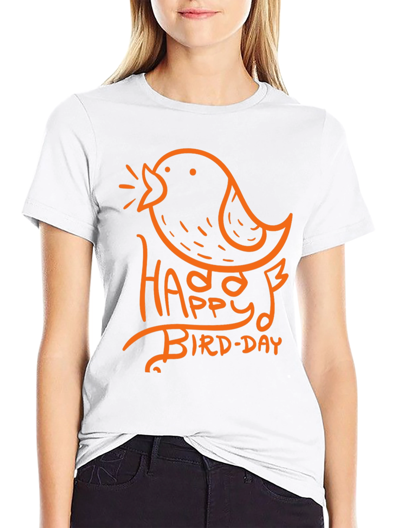 Happy Bird-Day Graphic Tee - Black Casual T-Shirt