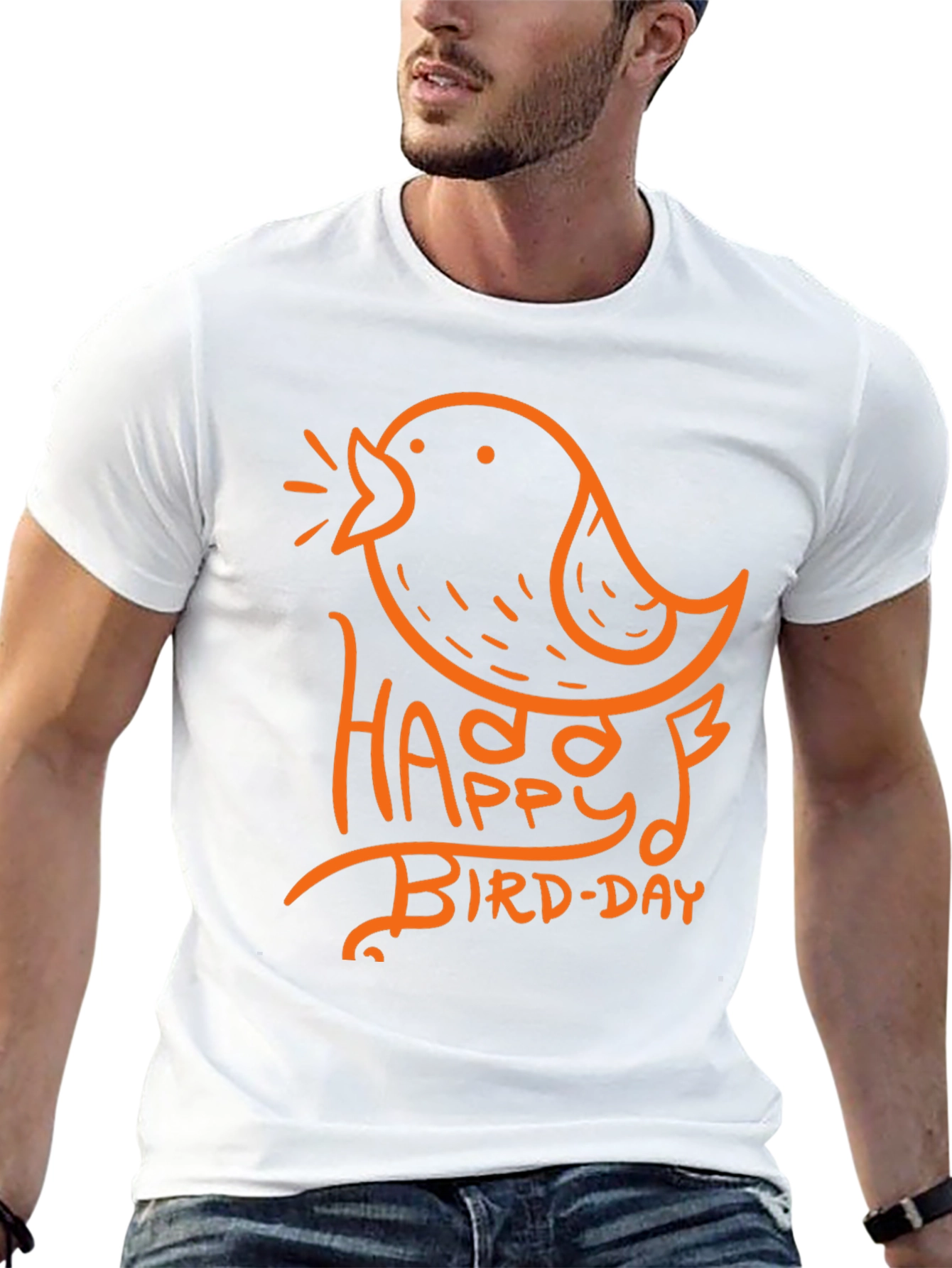 Happy Bird-Day Graphic Tee - Black Casual T-Shirt