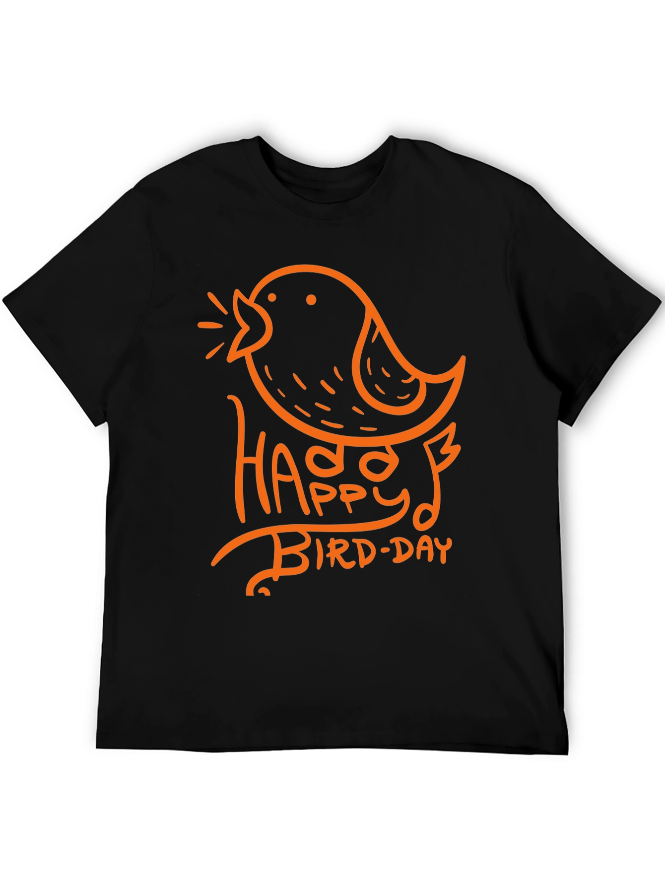 Happy Bird-Day Graphic Tee - Black Casual T-Shirt