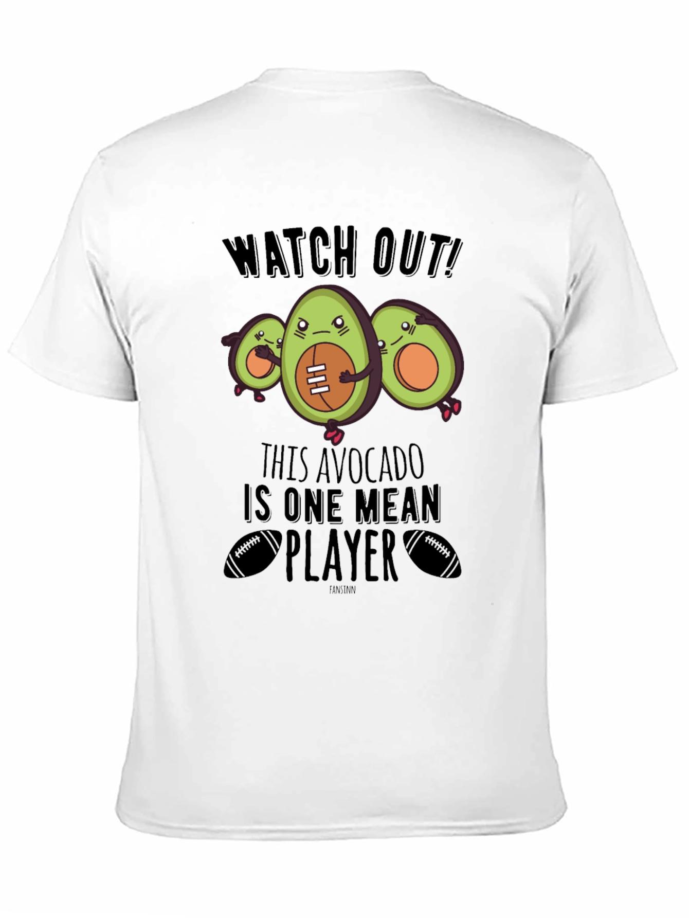 Mean Avocado Football Player Black T-Shirt