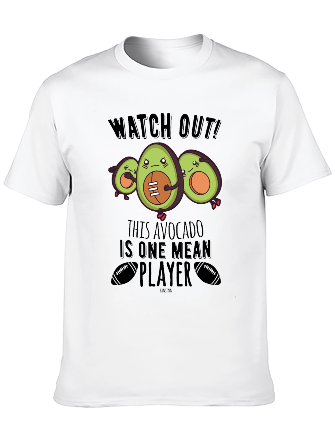 Mean Avocado Football Player Black T-Shirt