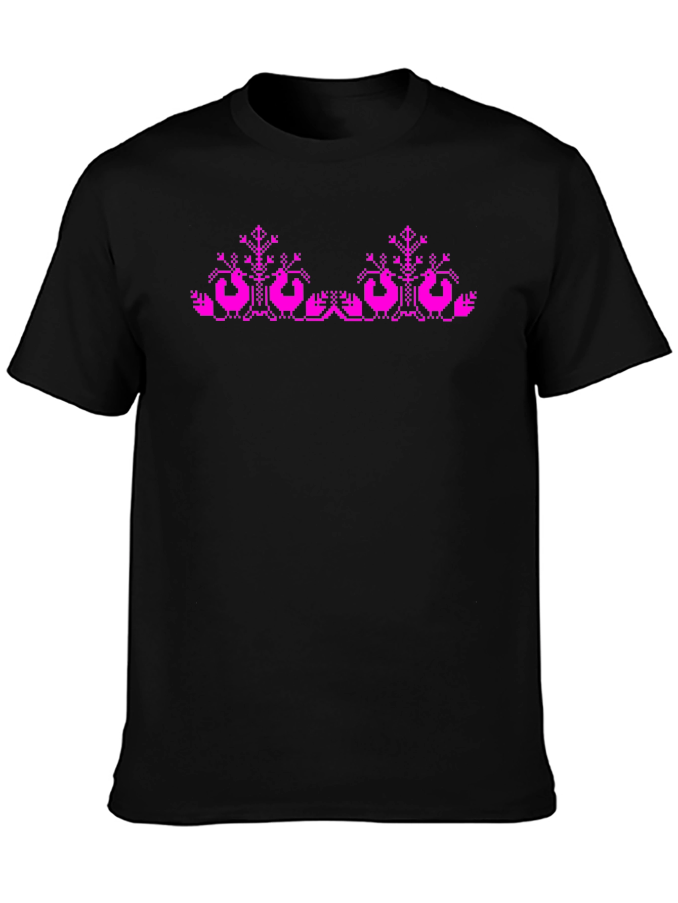 Pixel Art Bird T-Shirt - Black