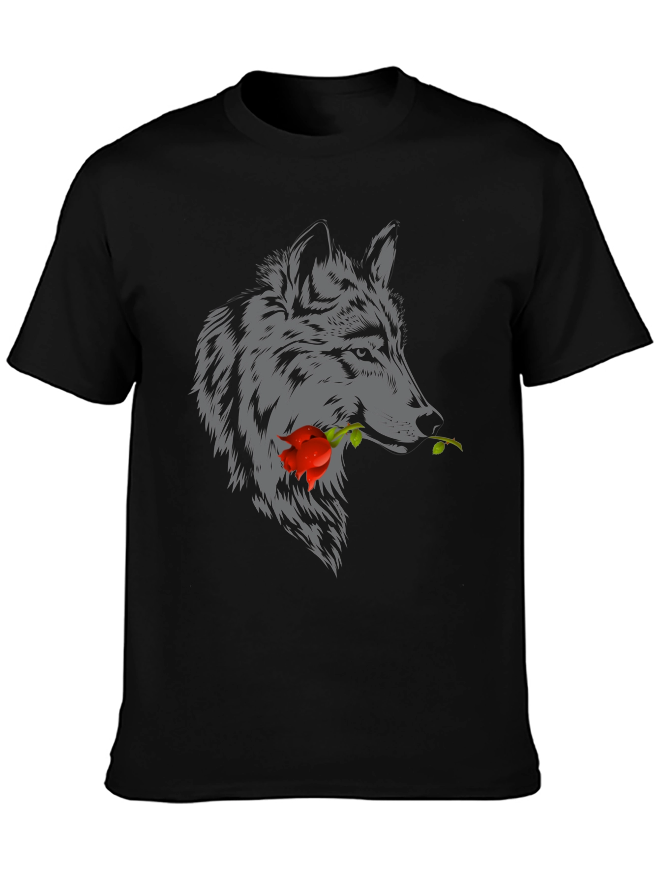 Wolf Rose Graphic T-Shirt - Mens Casual Tee