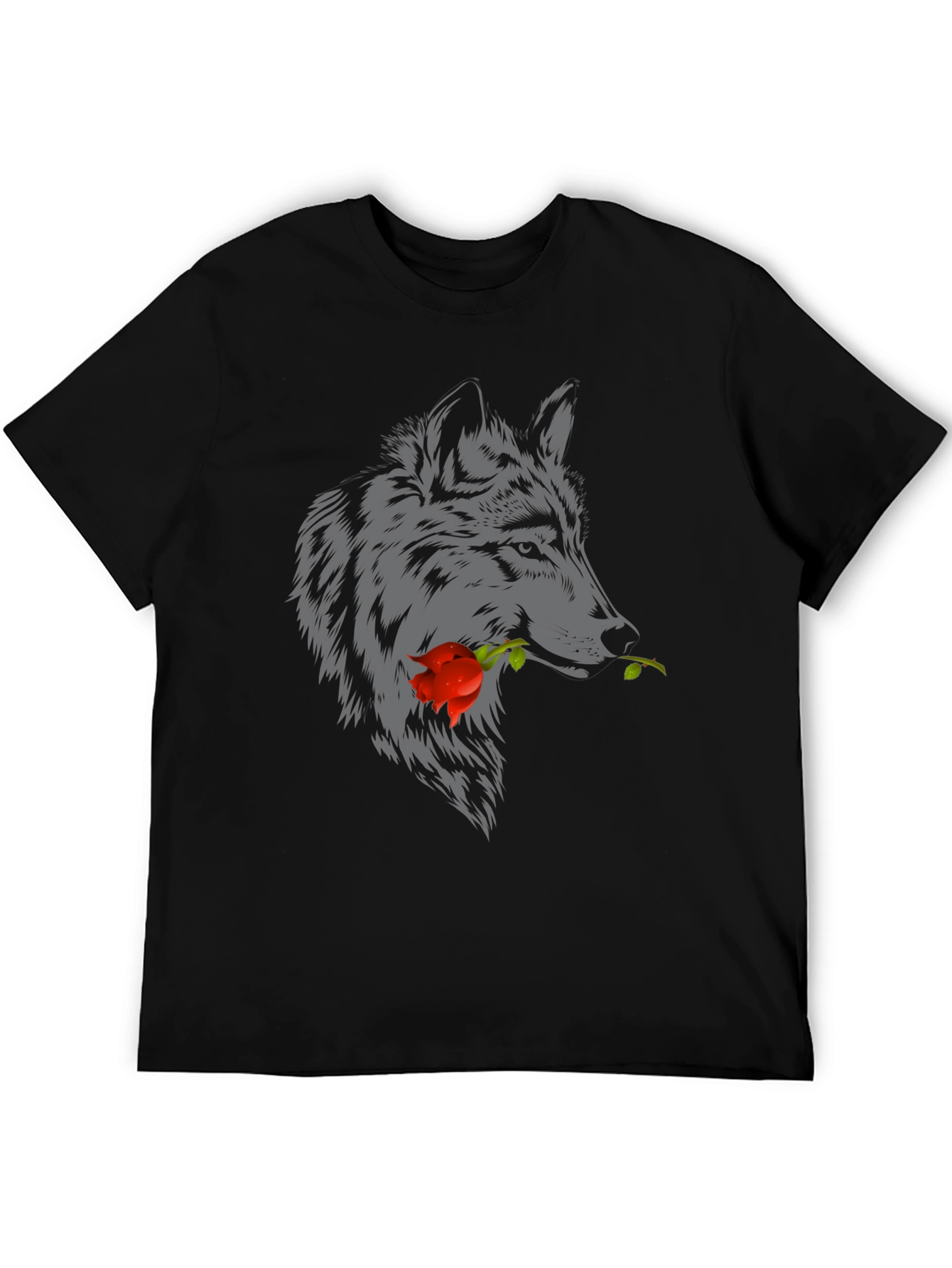 Wolf Rose Graphic T-Shirt - Mens Casual Tee