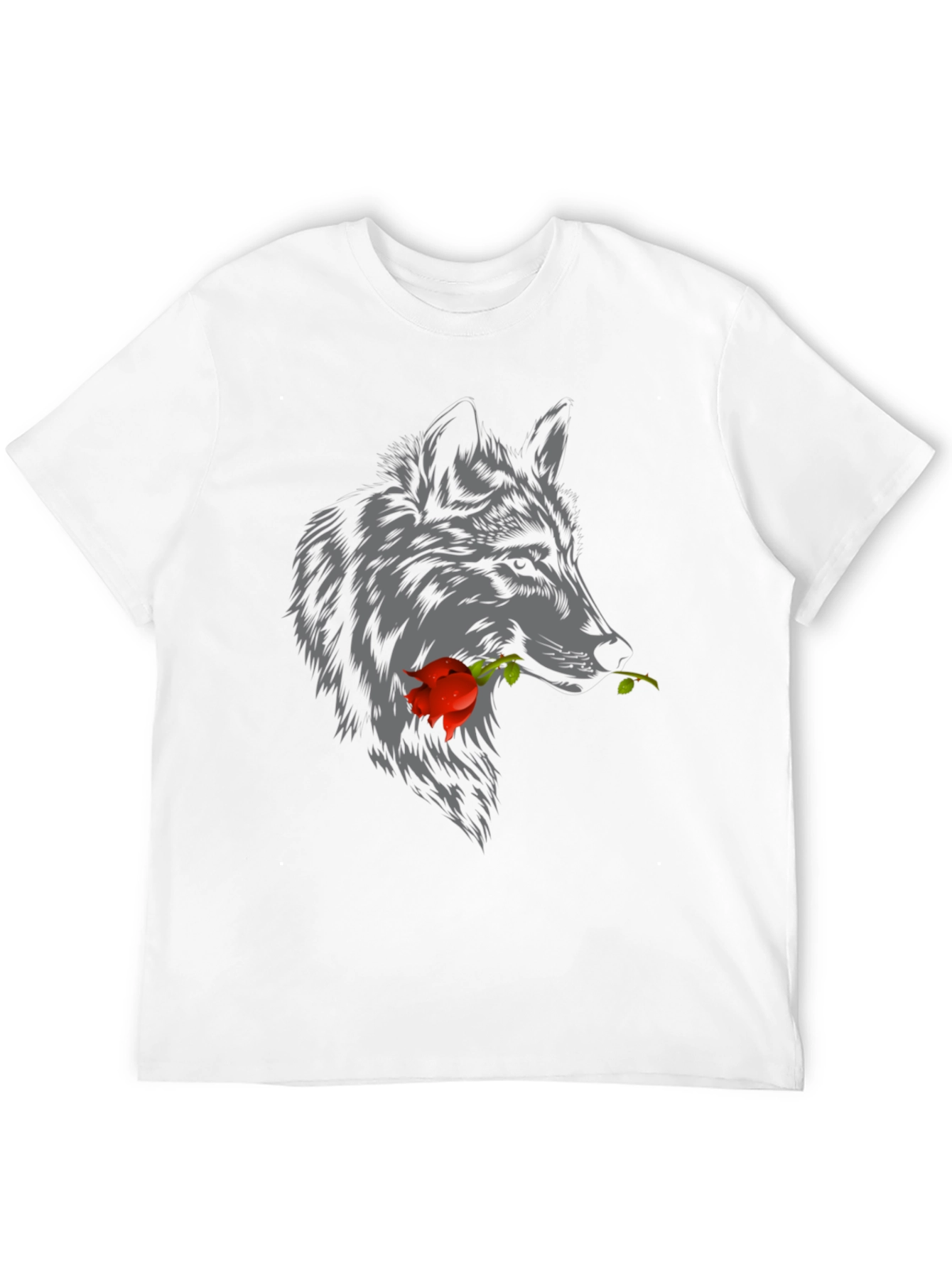 Wolf Rose Graphic T-Shirt - Mens Casual Tee