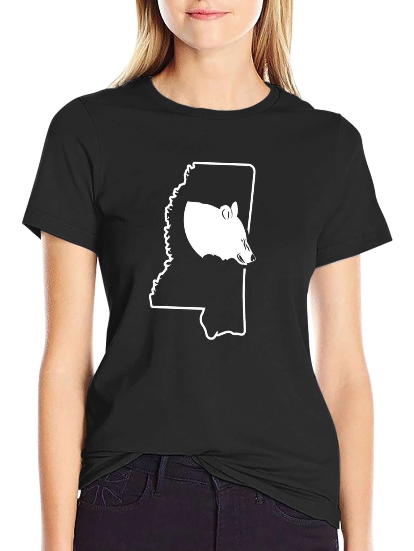 Mississippi Bear Tee - Black Cotton Blend