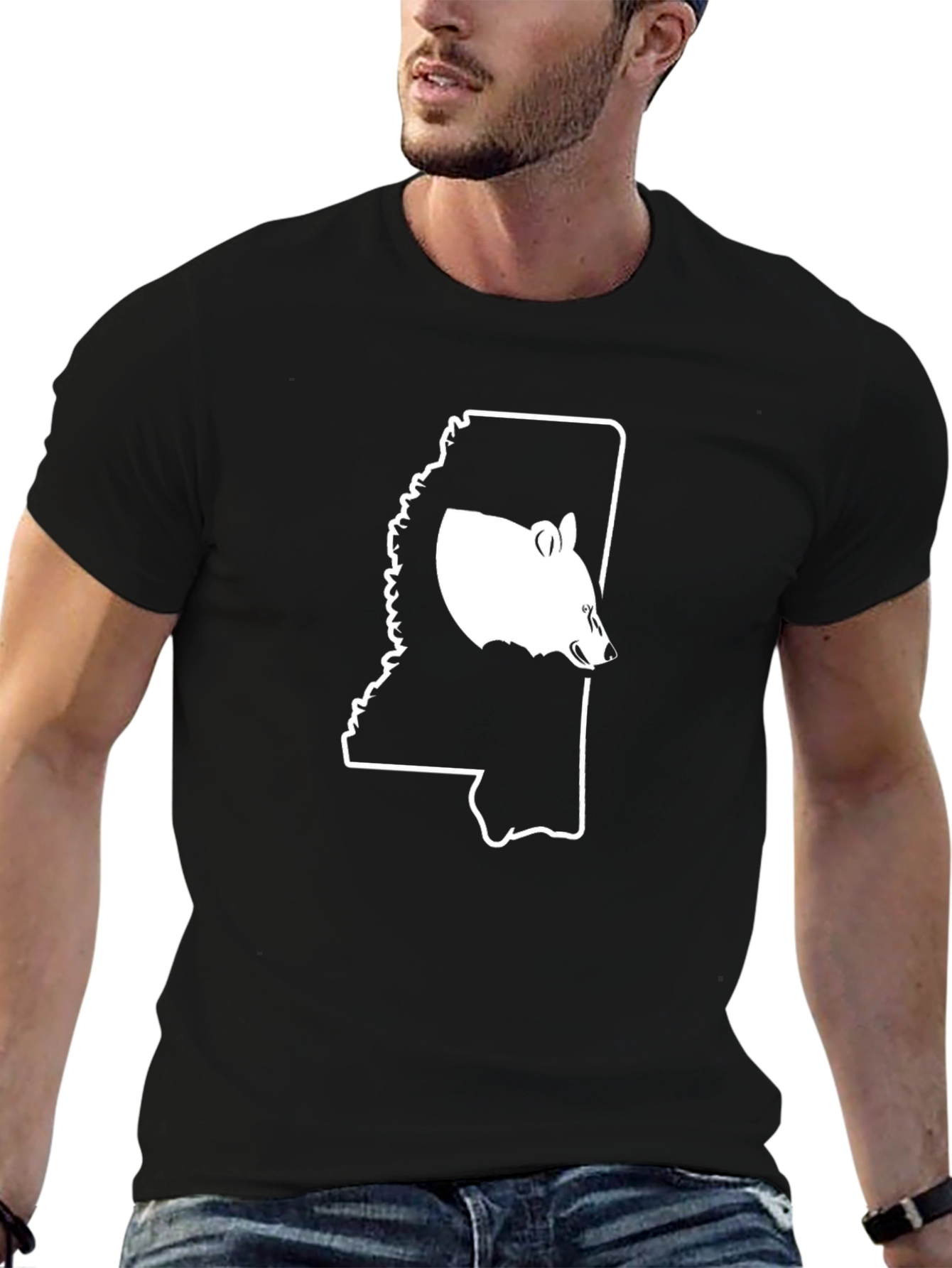 Mississippi Bear Tee - Black Cotton Blend