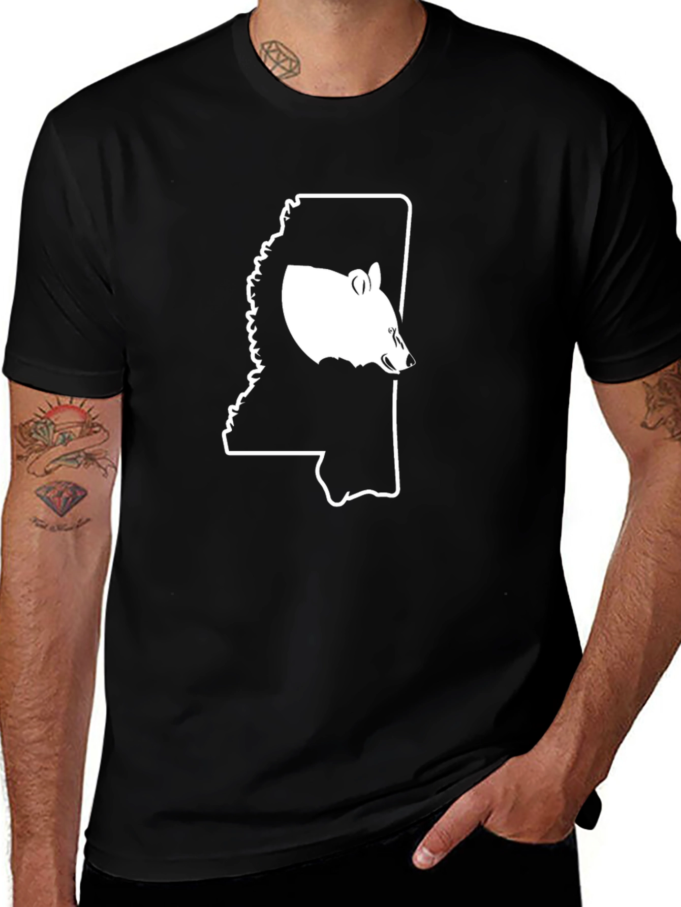 Mississippi Bear Tee - Black Cotton Blend
