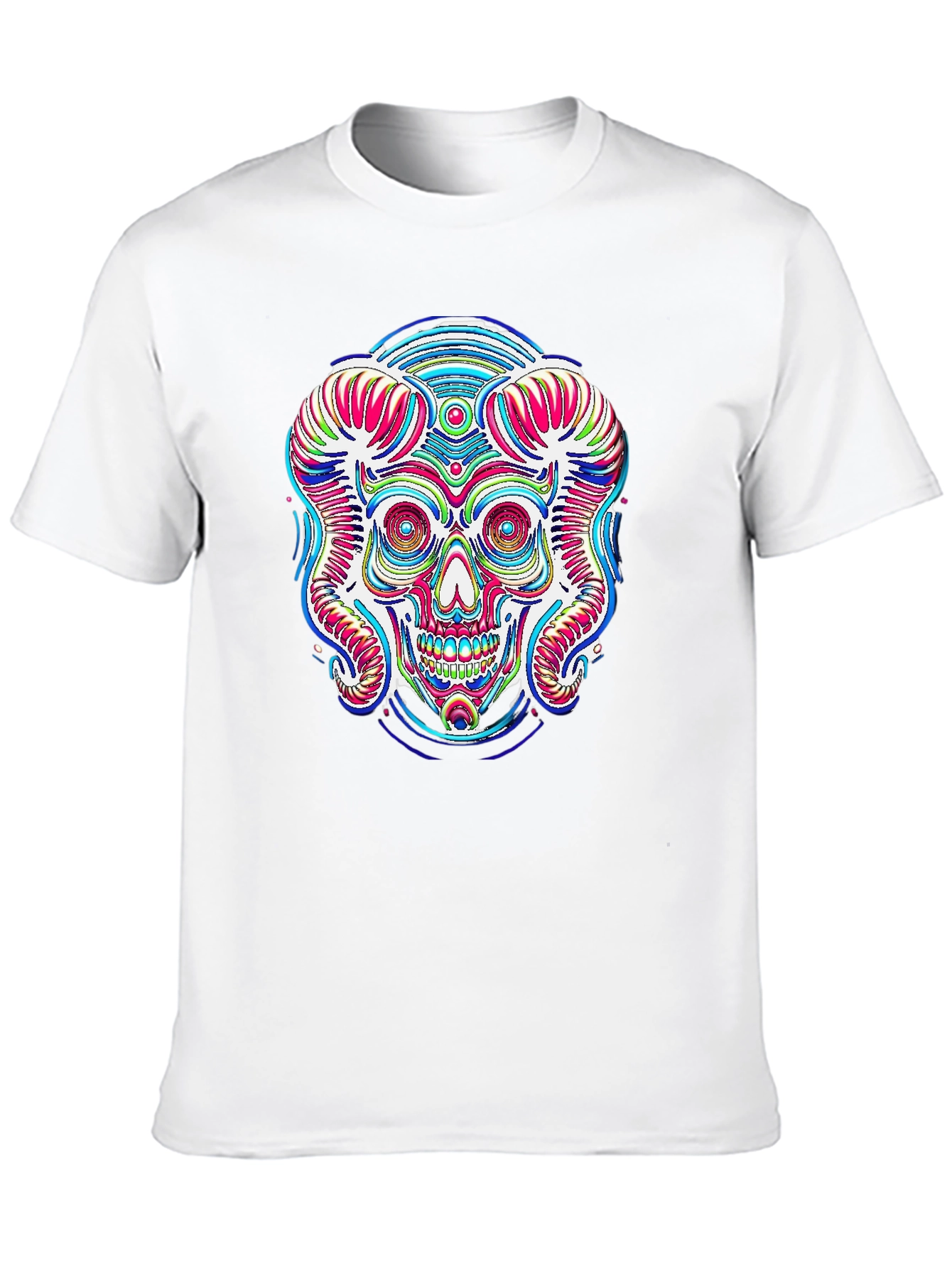 Psychedelic Skull Graphic Print Black Tee