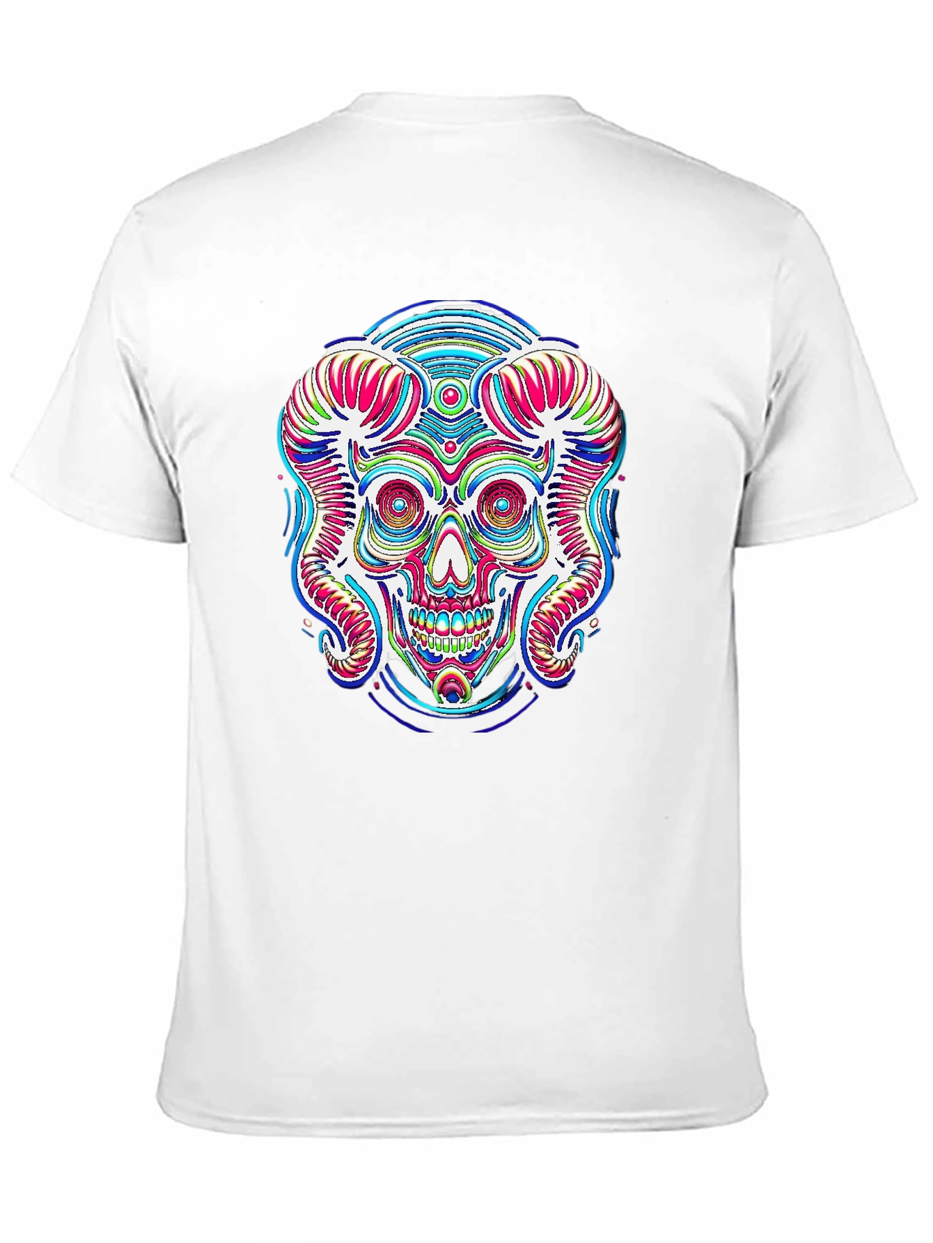 Psychedelic Skull Graphic Print Black Tee