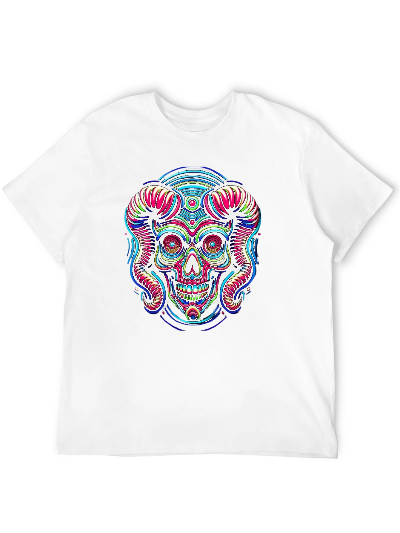 Psychedelic Skull Graphic Print Black Tee