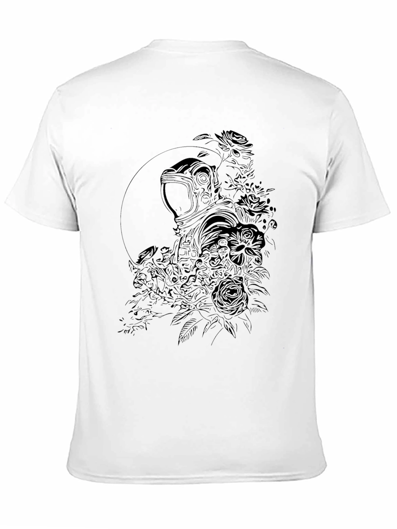 Floral Astronaut Graphic Black T-Shirt