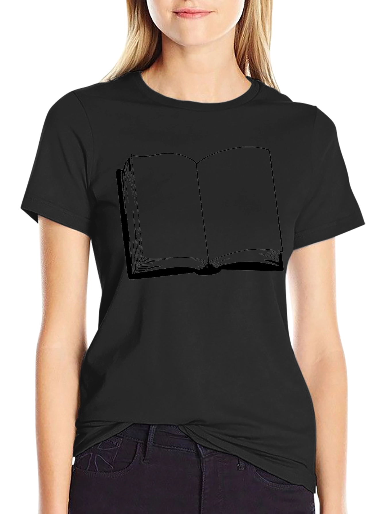 Black Open Book Graphic T-Shirt - Reader Tee