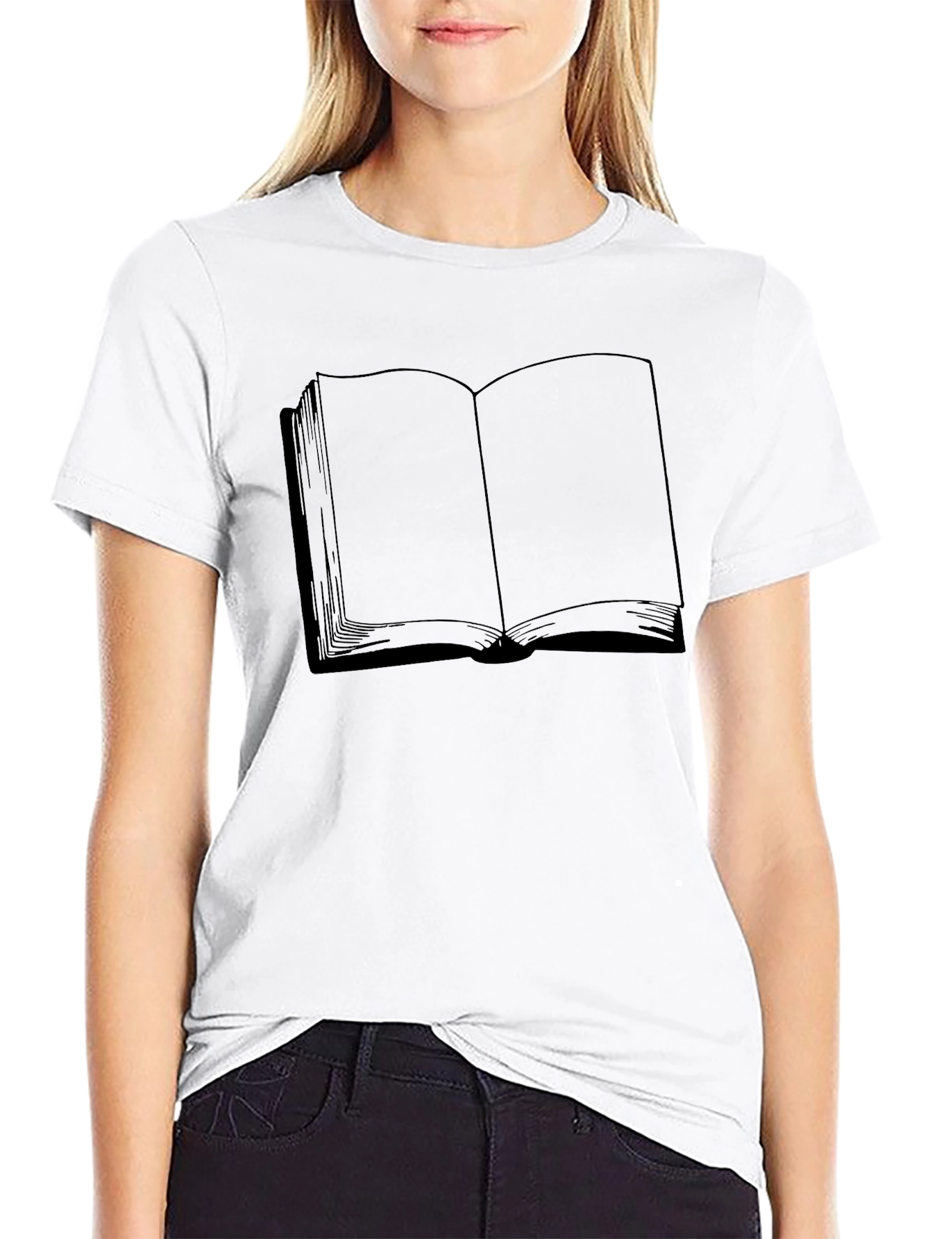 Black Open Book Graphic T-Shirt - Reader Tee