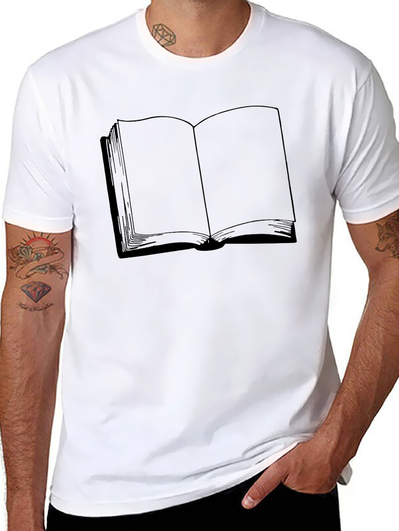 Black Open Book Graphic T-Shirt - Reader Tee