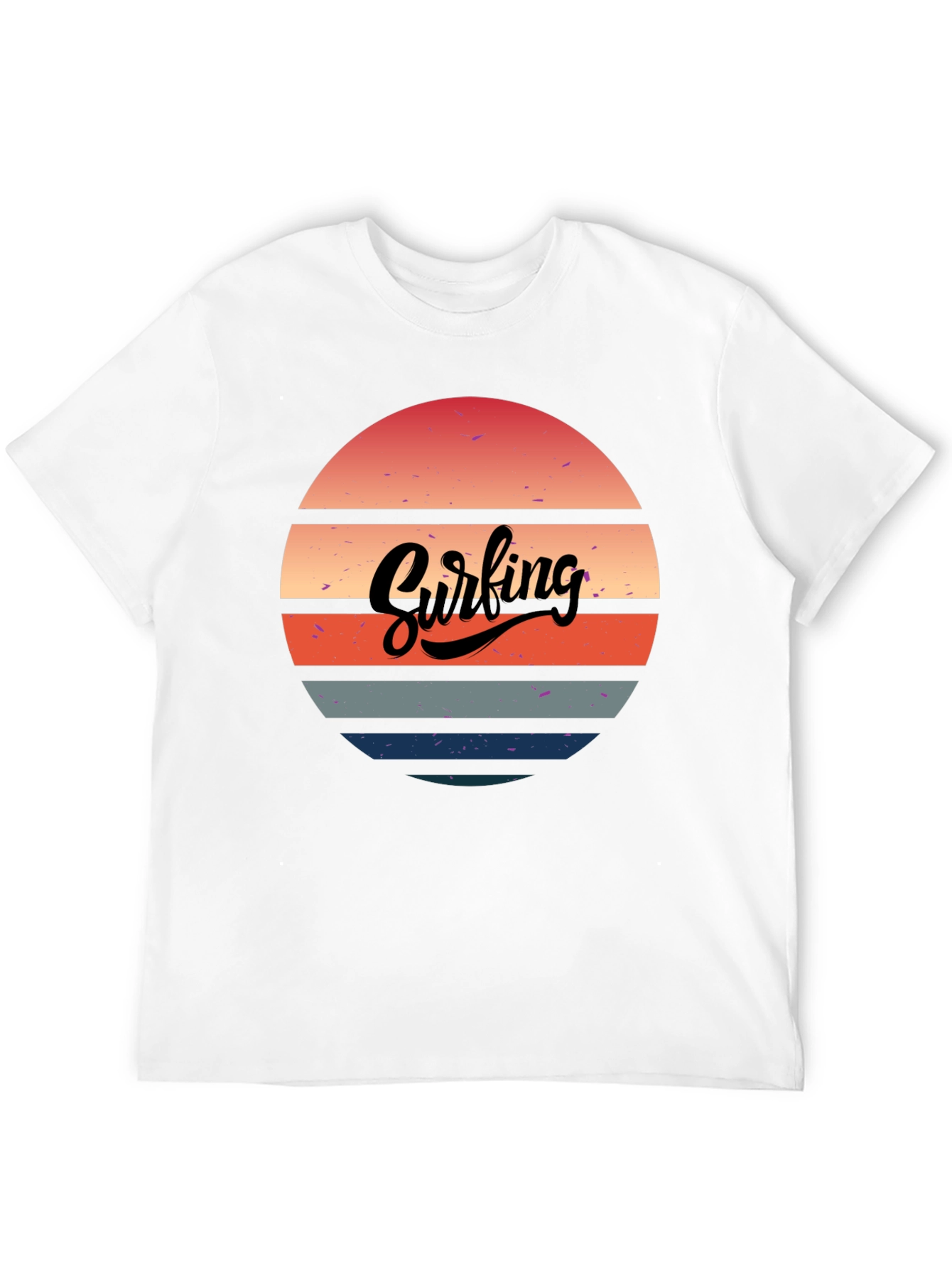 Retro Surfing Sunset Graphic Tee - Black