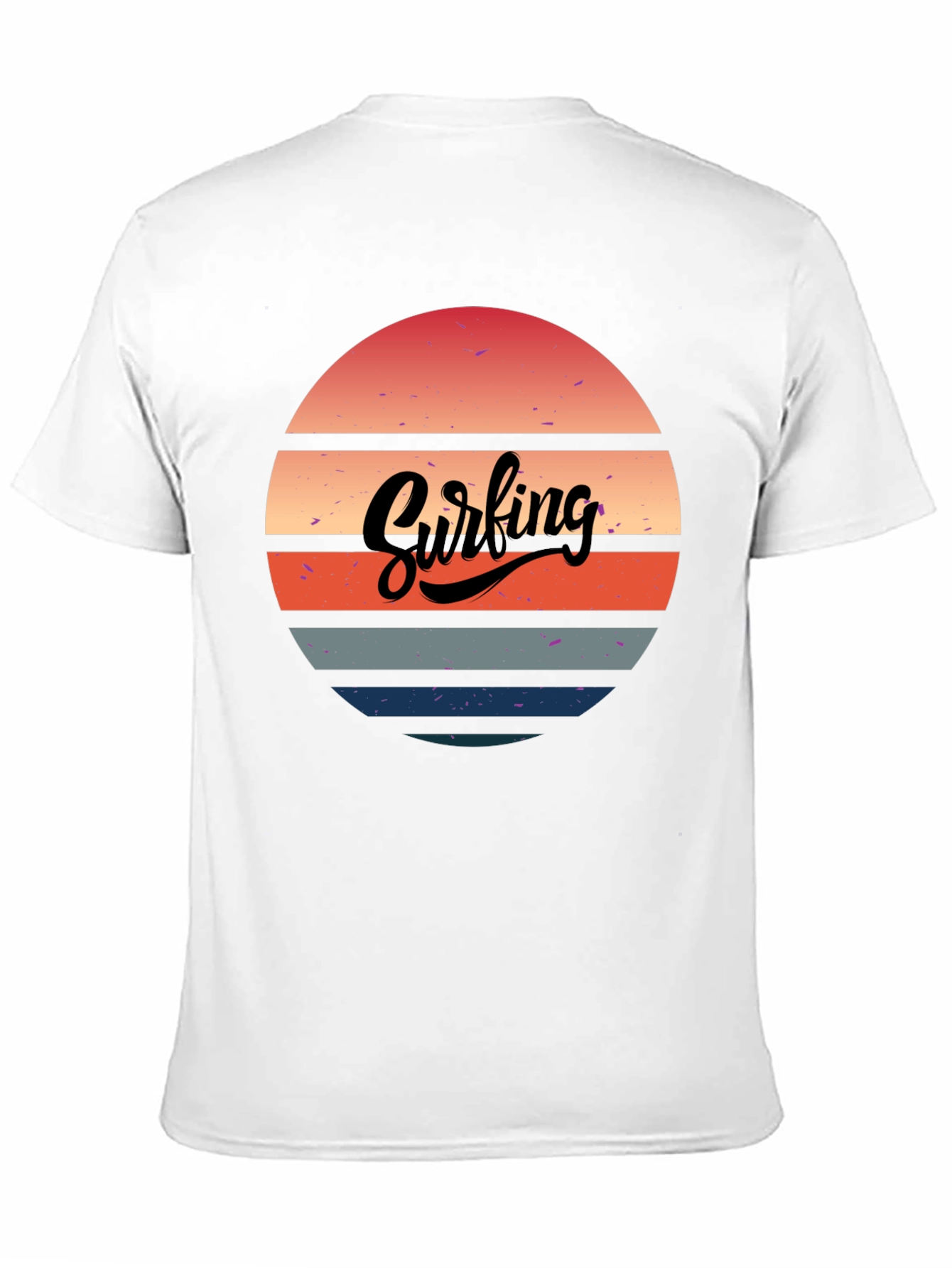 Retro Surfing Sunset Graphic Tee - Black