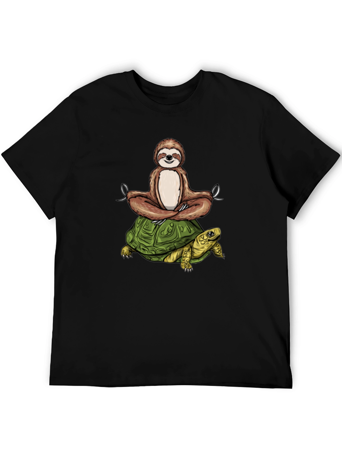 Sloth Meditating on Turtle Graphic Tee
