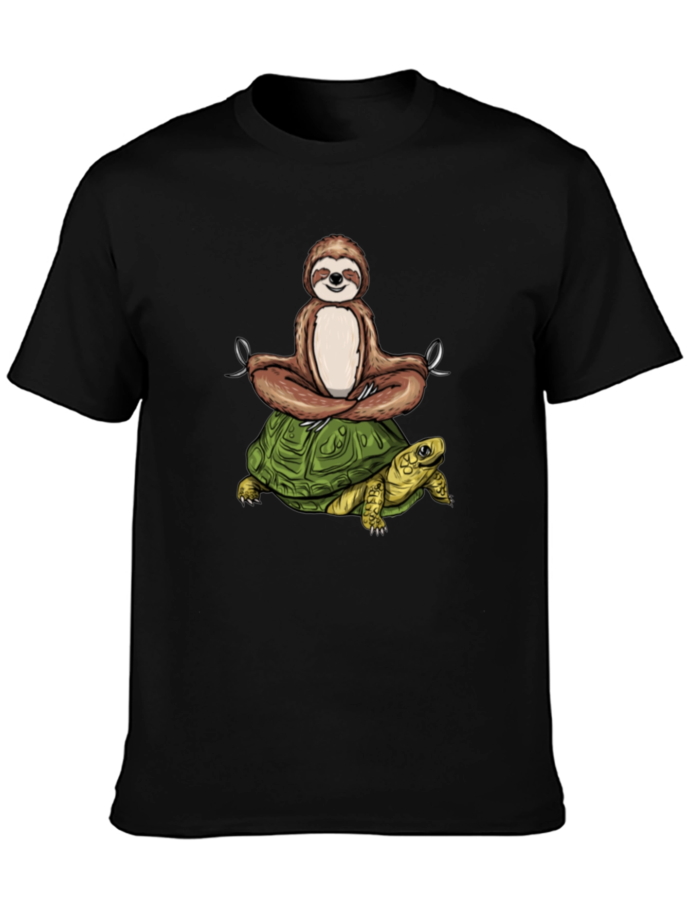 Sloth Meditating on Turtle Graphic Tee