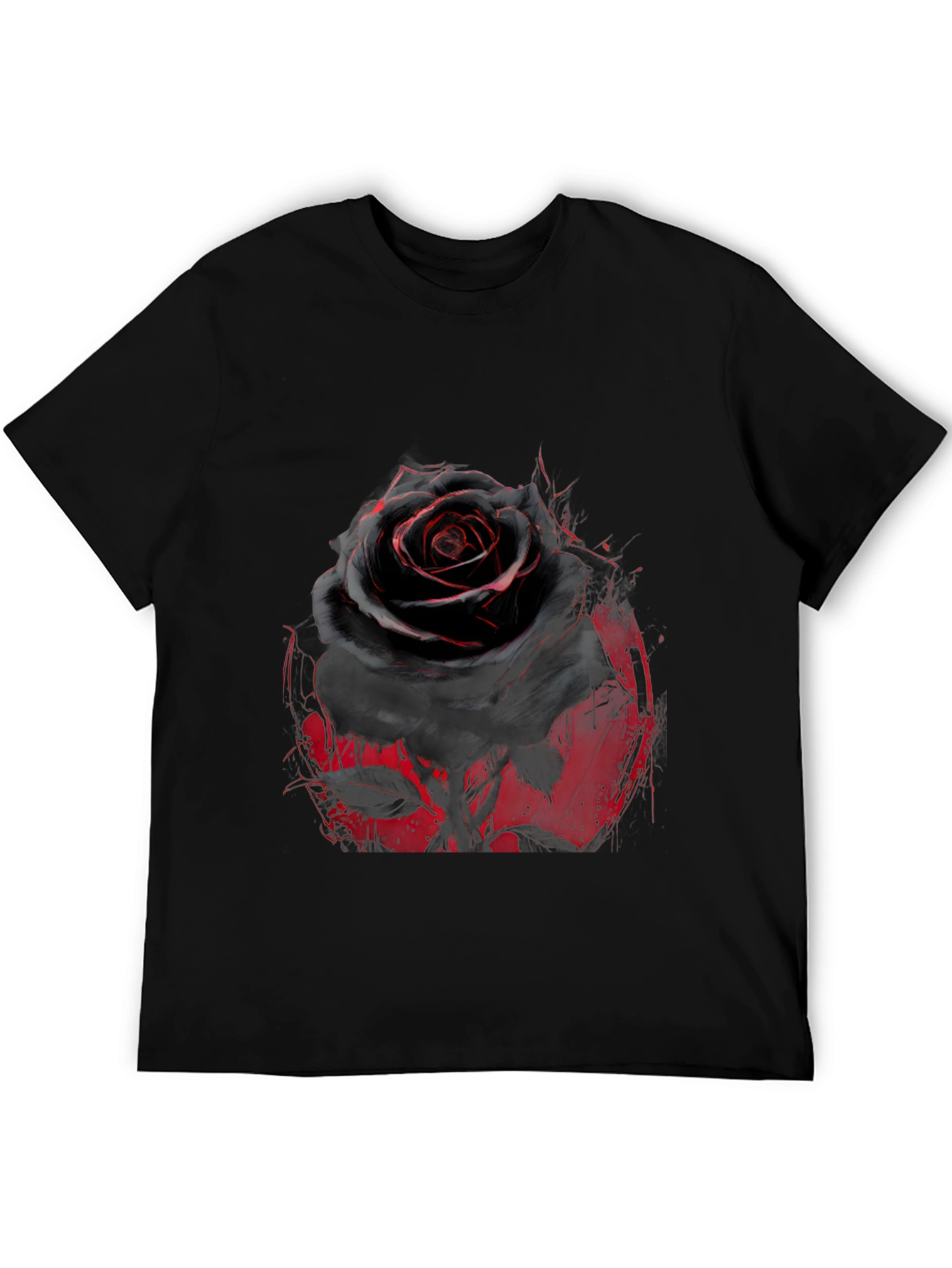 Black Rose Graphic T-Shirt - Edgy Floral Print