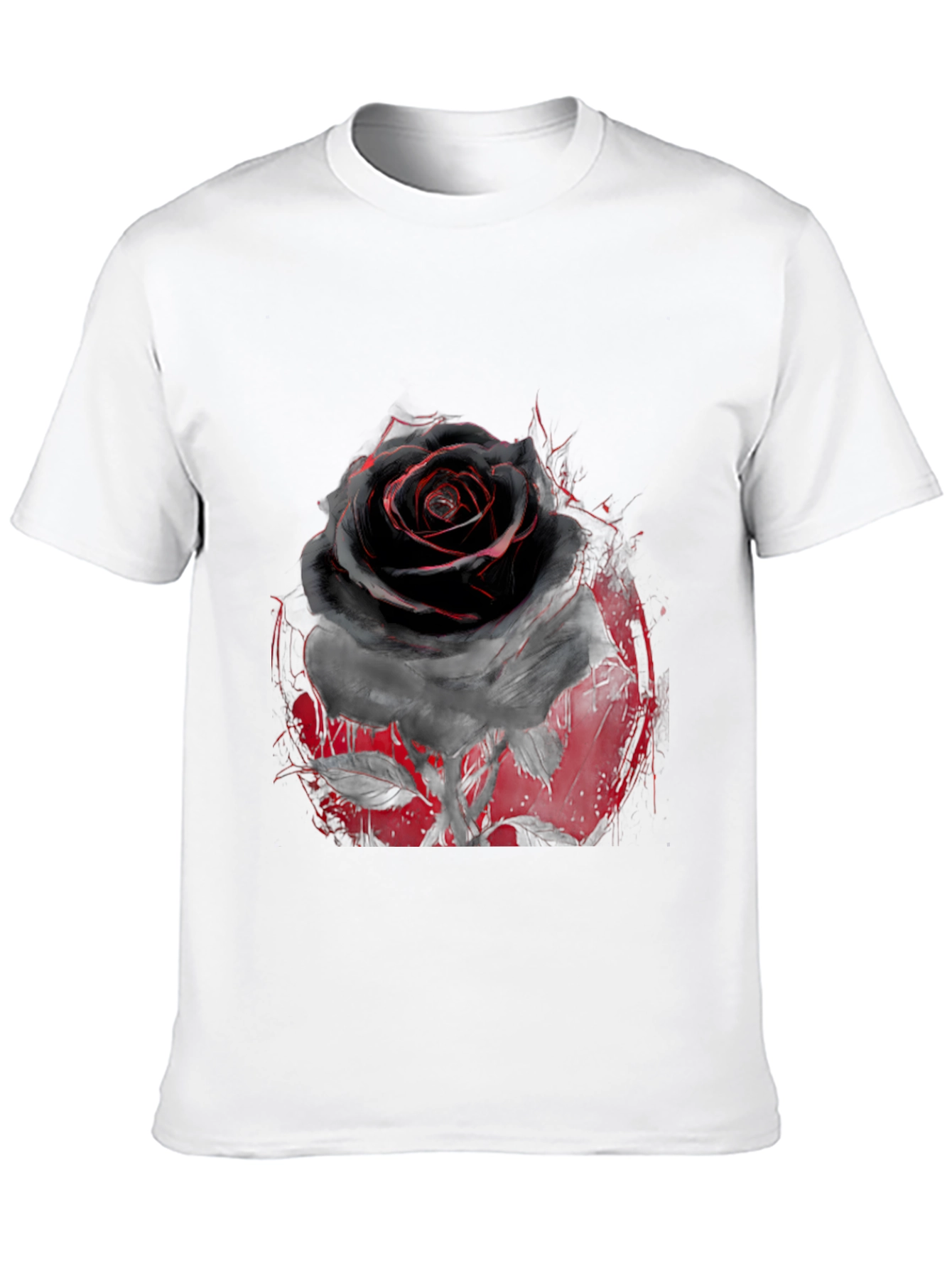 Black Rose Graphic T-Shirt - Edgy Floral Print