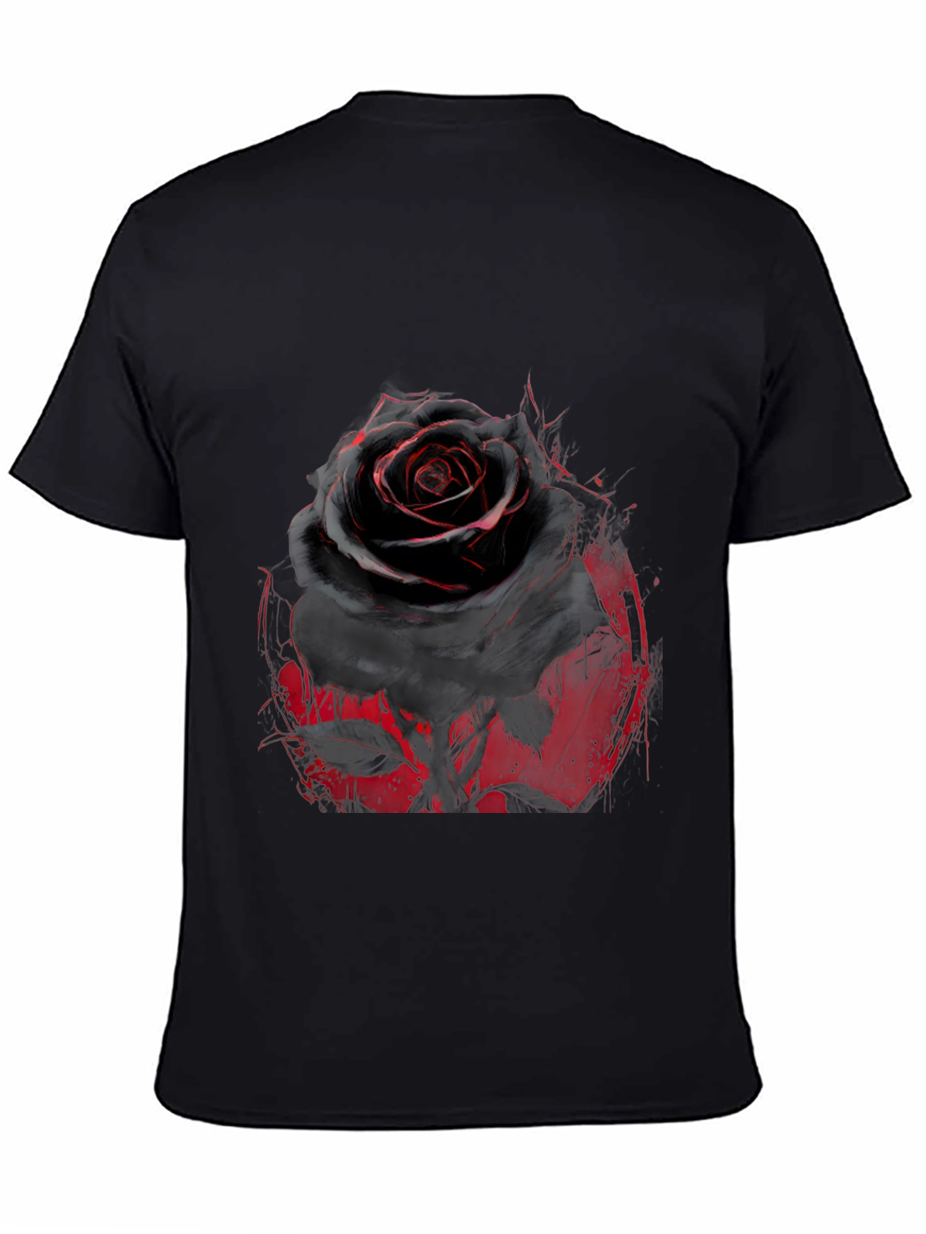 Black Rose Graphic T-Shirt - Edgy Floral Print