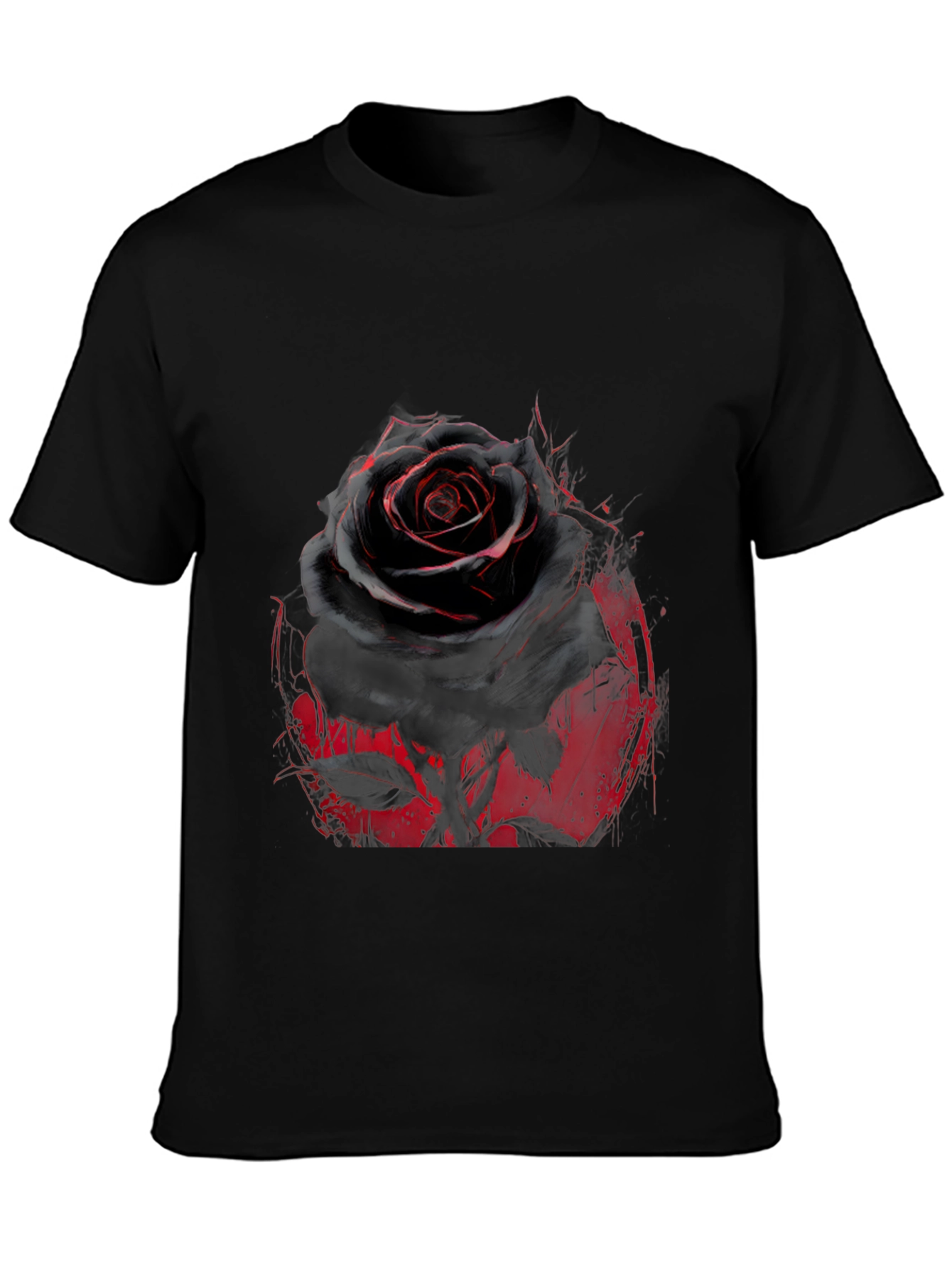 Black Rose Graphic T-Shirt - Edgy Floral Print