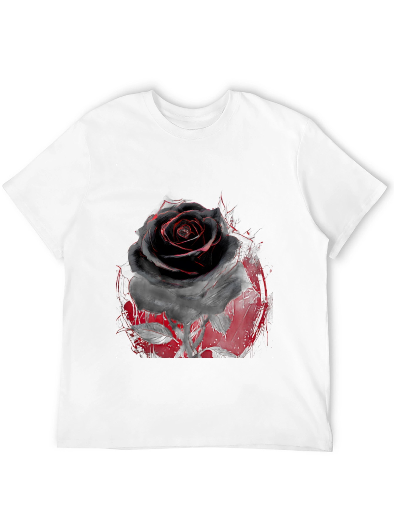 Black Rose Graphic T-Shirt - Edgy Floral Print