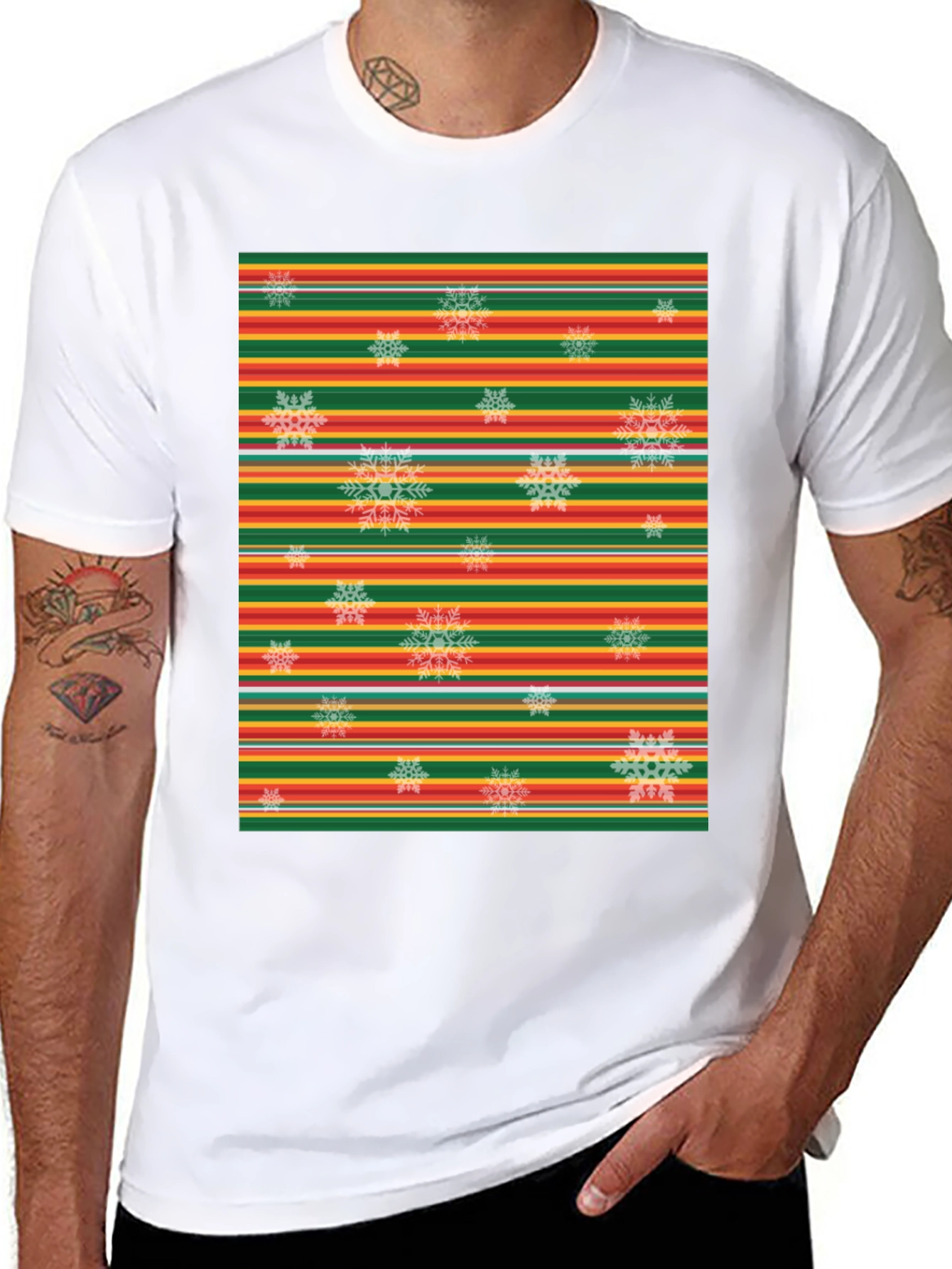 Festive Stripe Snowflake Graphic Tee