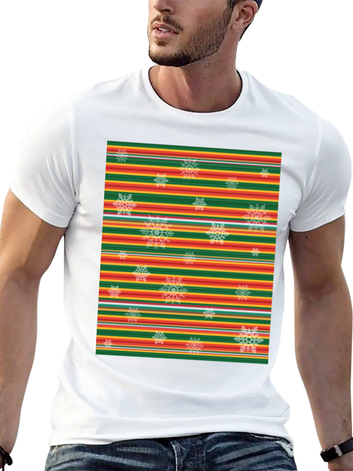 Festive Stripe Snowflake Graphic Tee