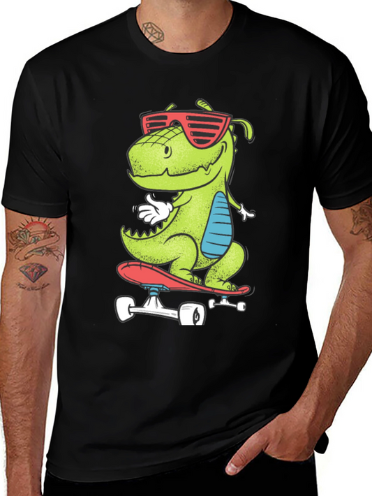Skateboarding Dinosaur Graphic Tee - Cool Dino T-Shirt