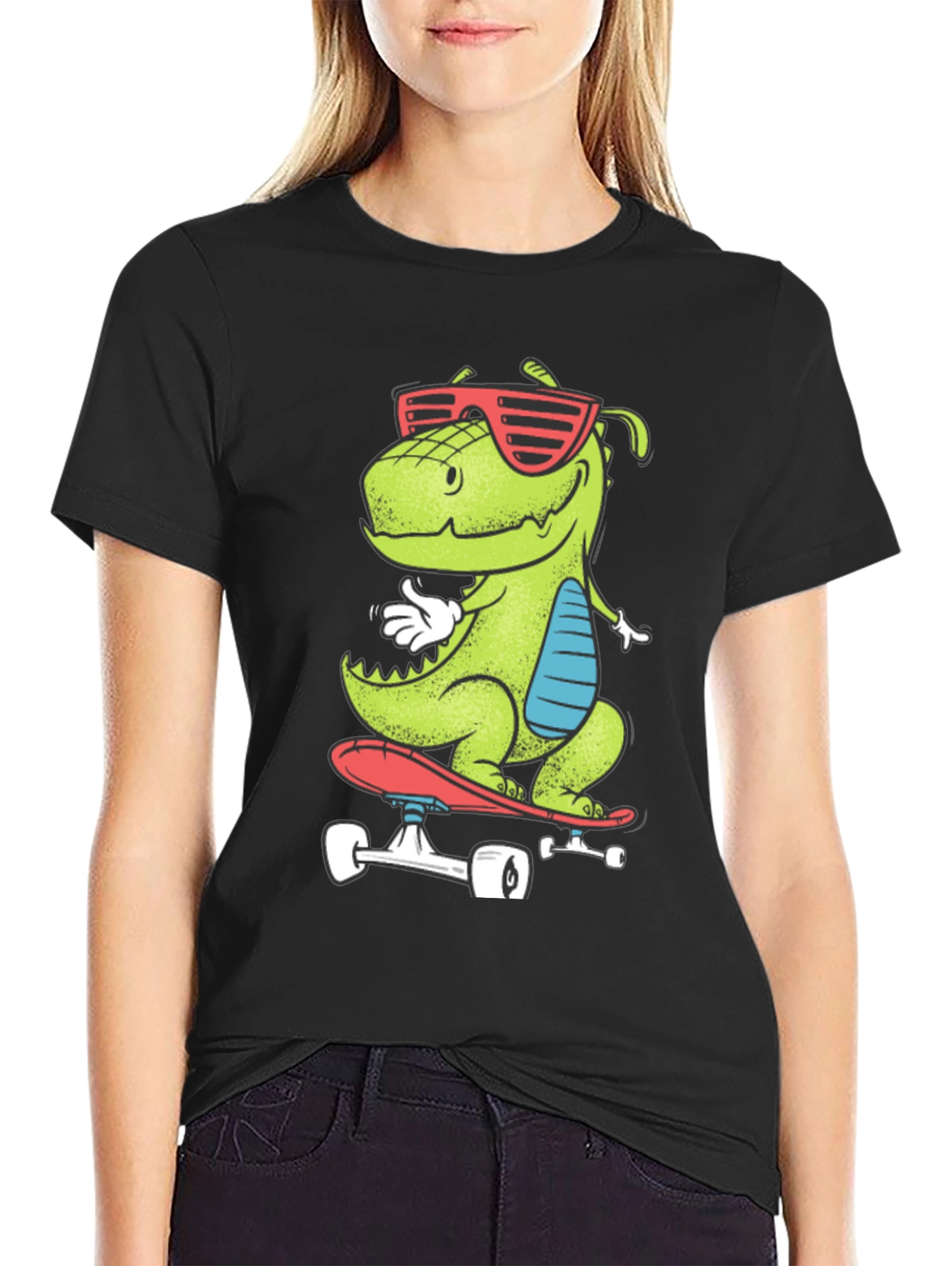 Skateboarding Dinosaur Graphic Tee - Cool Dino T-Shirt