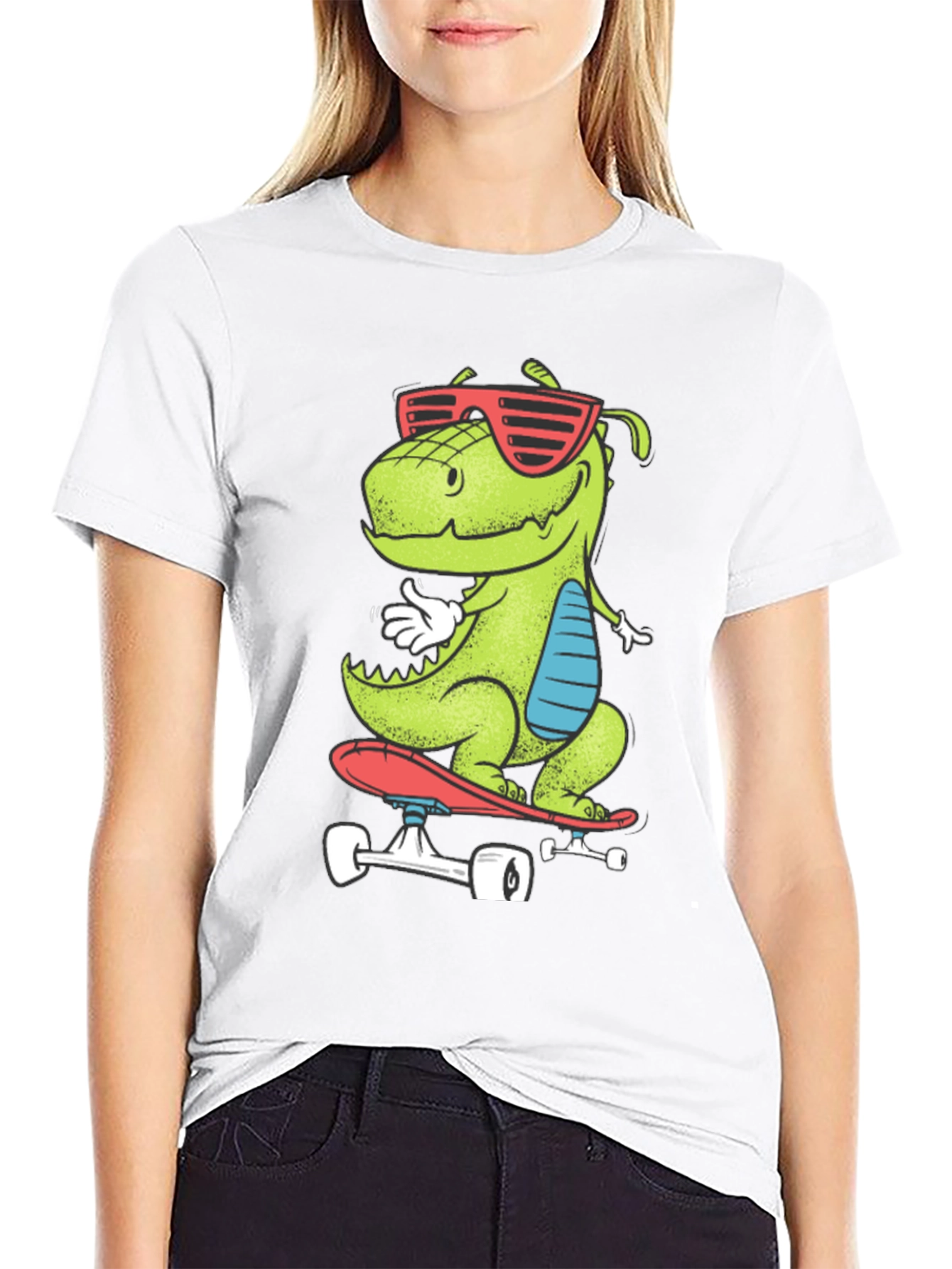 Skateboarding Dinosaur Graphic Tee - Cool Dino T-Shirt