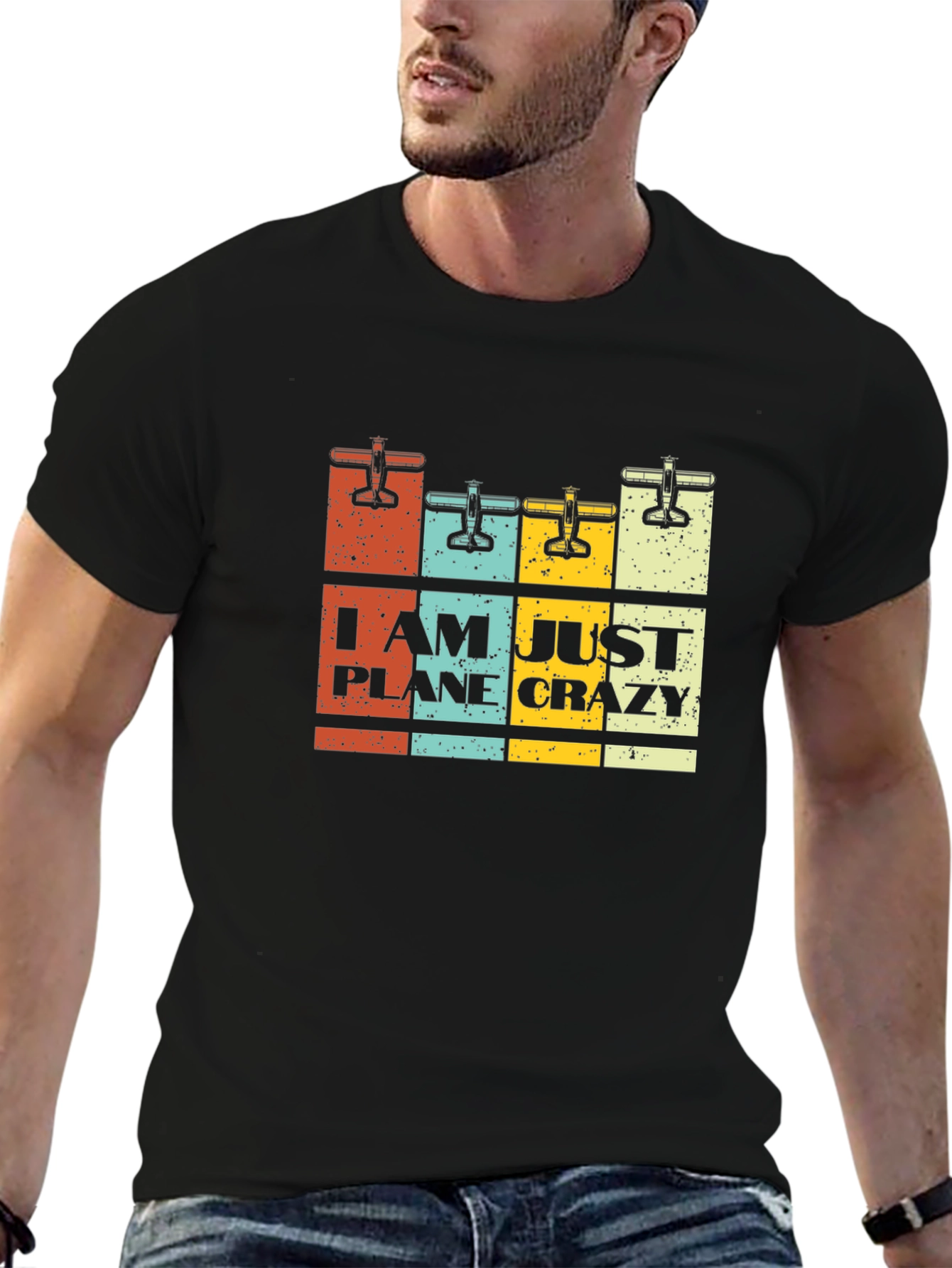 I Am Just Plane Crazy Black Graphic Tee