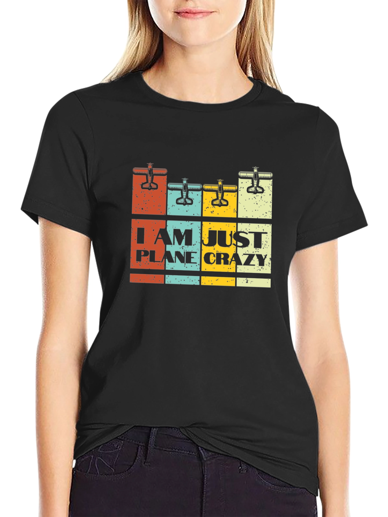 I Am Just Plane Crazy Black Graphic Tee
