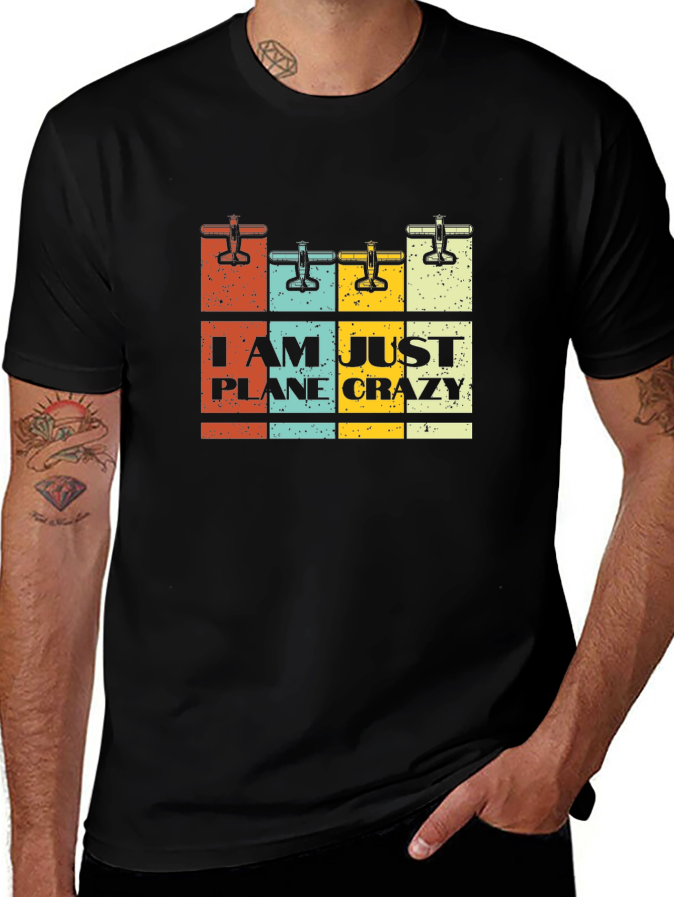 I Am Just Plane Crazy Black Graphic Tee