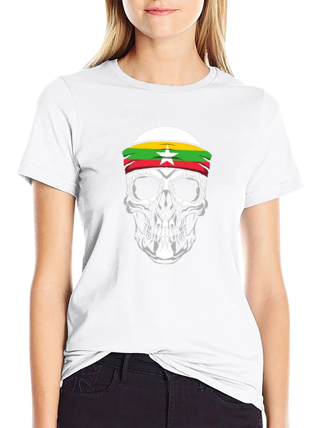 Myanmar Flag Skull T-Shirt