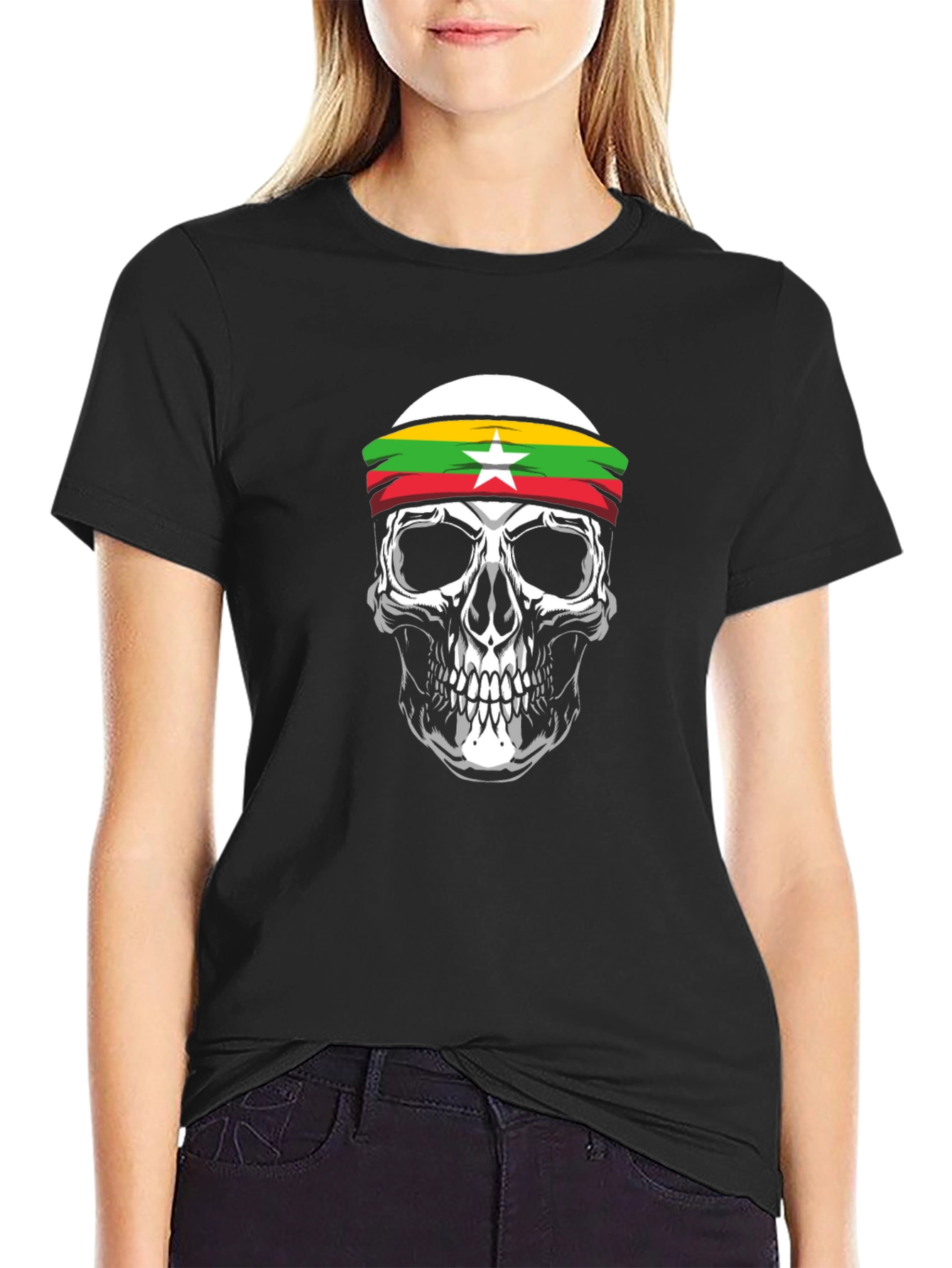 Myanmar Flag Skull T-Shirt