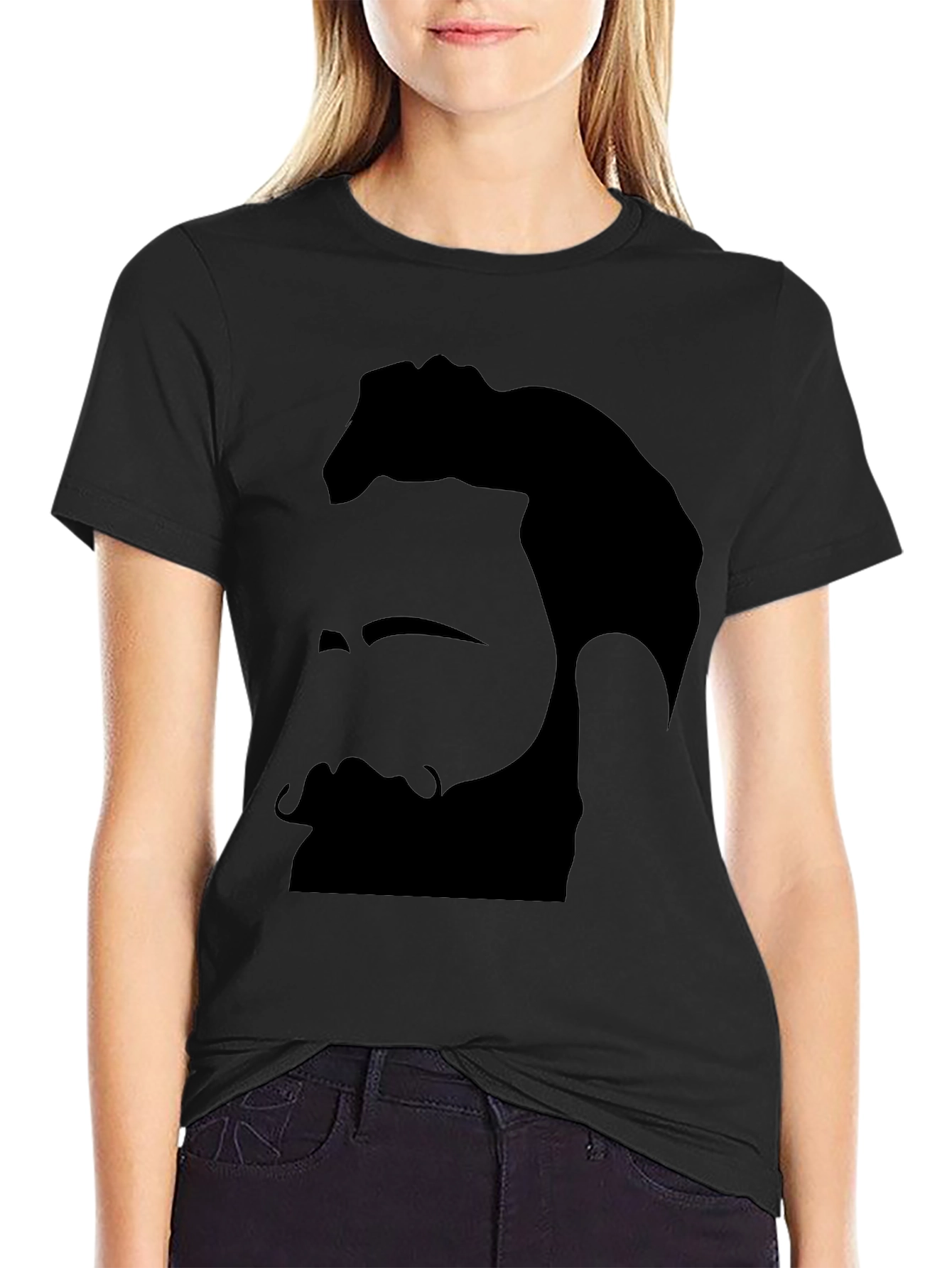 Bearded Man Graphic Tee - Black Cotton Blend
